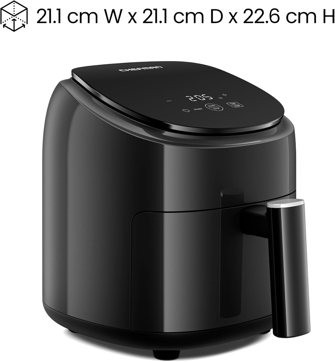 Mini-Heissluftfritteuse mit Antihaftkorb, Schwarz De
