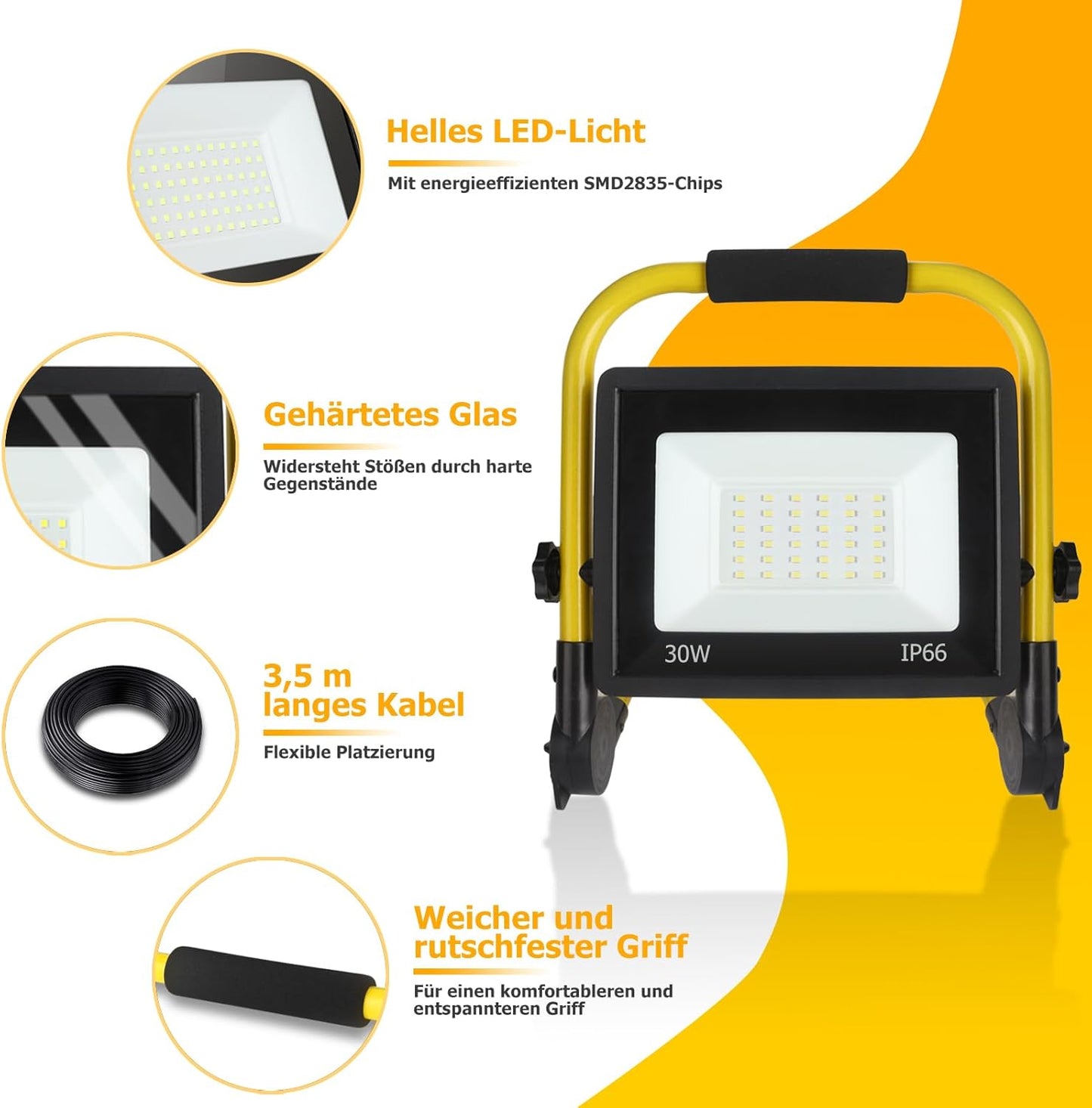 Tragbarer LED-Baustrahler, 30w