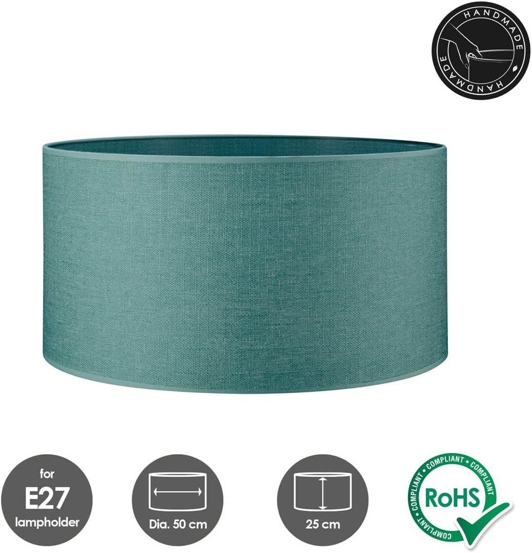 Zylinder-Lampenschirm für E27 Fassung, Hellblau 50cm durchmesser 25cm höhe