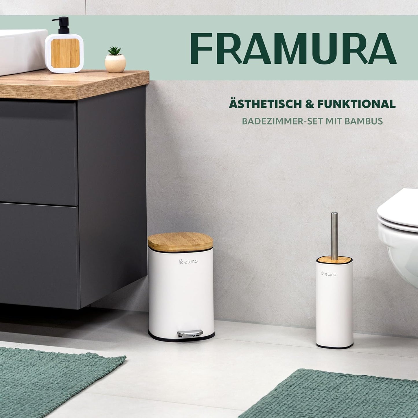 2-teiliges Badezimmer-Set Framura, Weiss