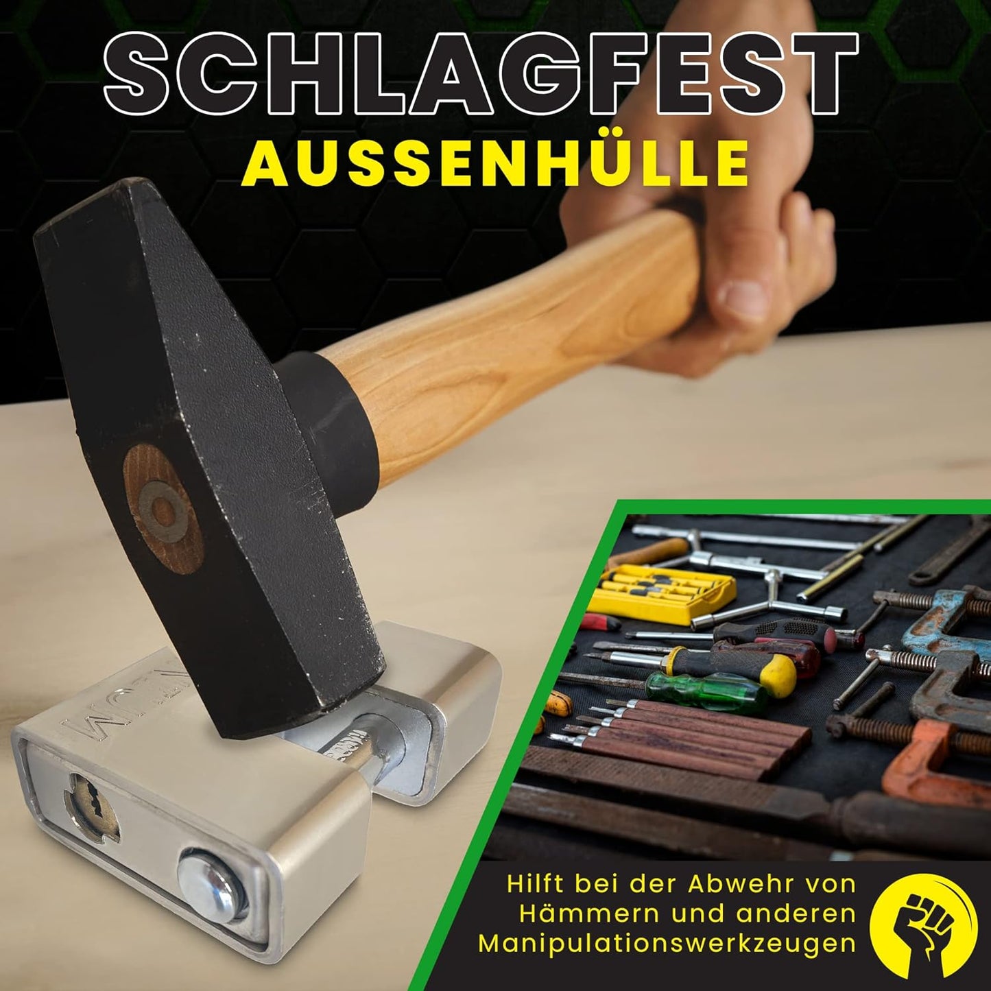 Hochsicherheits-Vorhängeschloss BRP/74, 74 mm, 5 Schlüssel, Silber