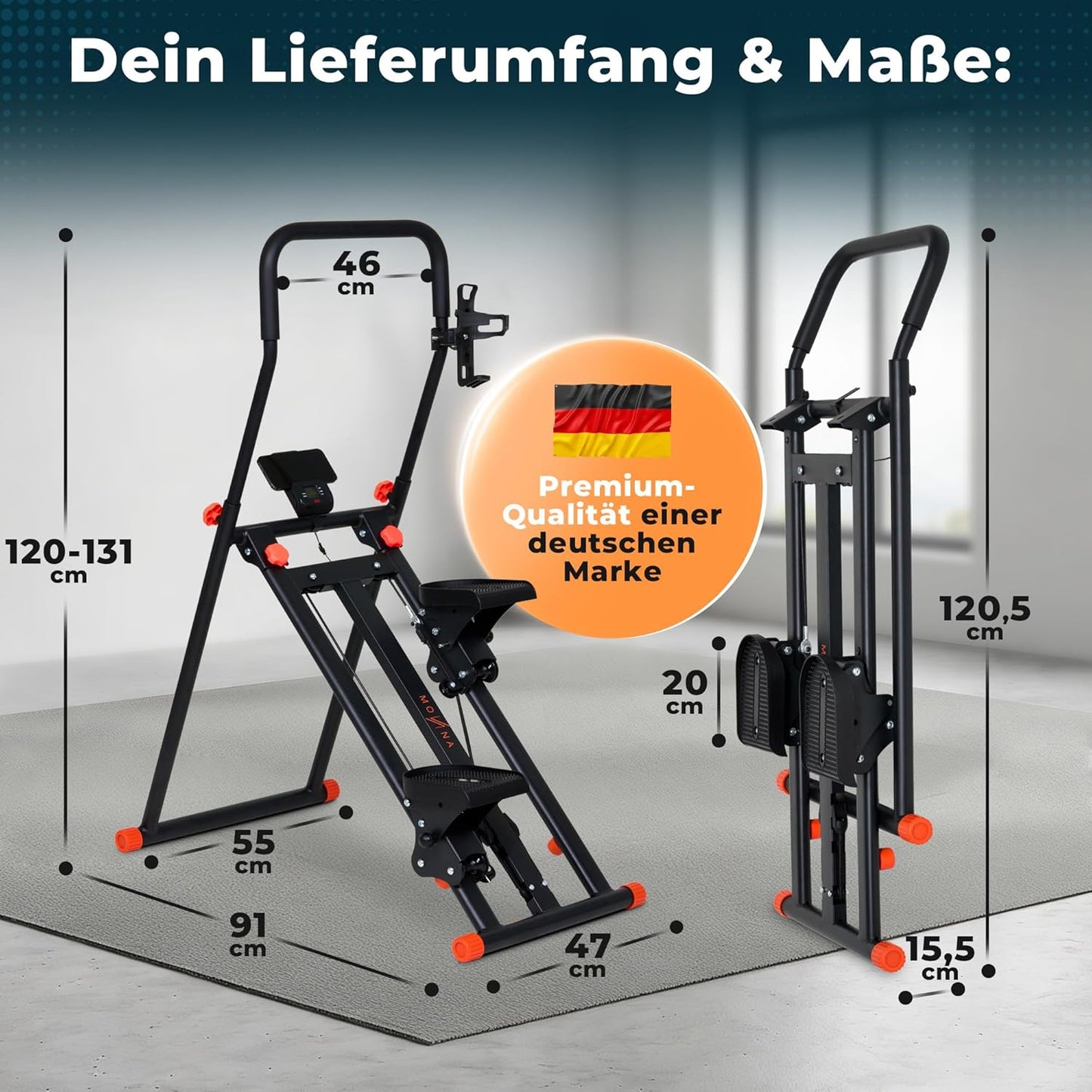 Fitnessgerät Treppensteiger mit 3 Schwierigkeitsstufen und Flaschenhalter