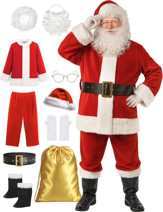 10-teiliges Weihnachtsmann Kostüm, L