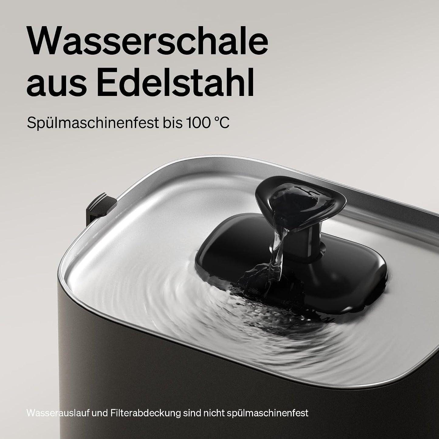 Kabelloser Katzenbrunnen mit App-Überwachung, Schwarz 3L