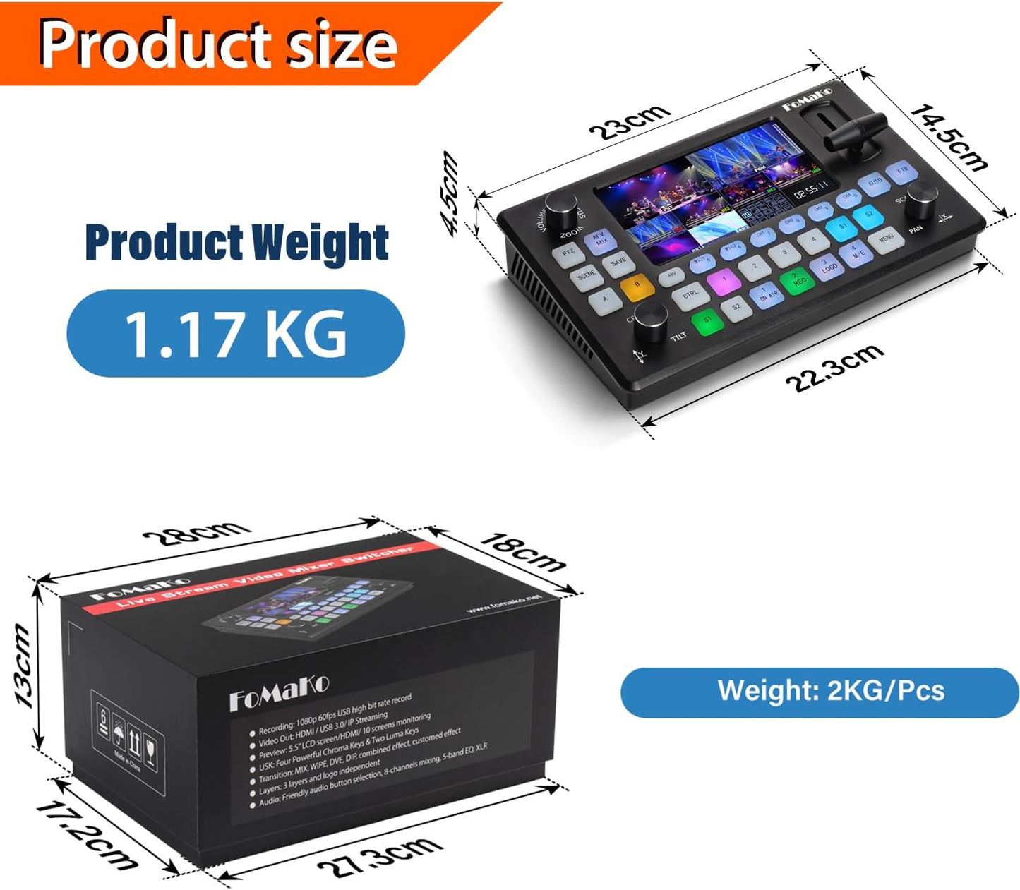Video Mixer Switcher mit PTZ-Steuerung, 1080P 60FPS HDMI Video Switcher