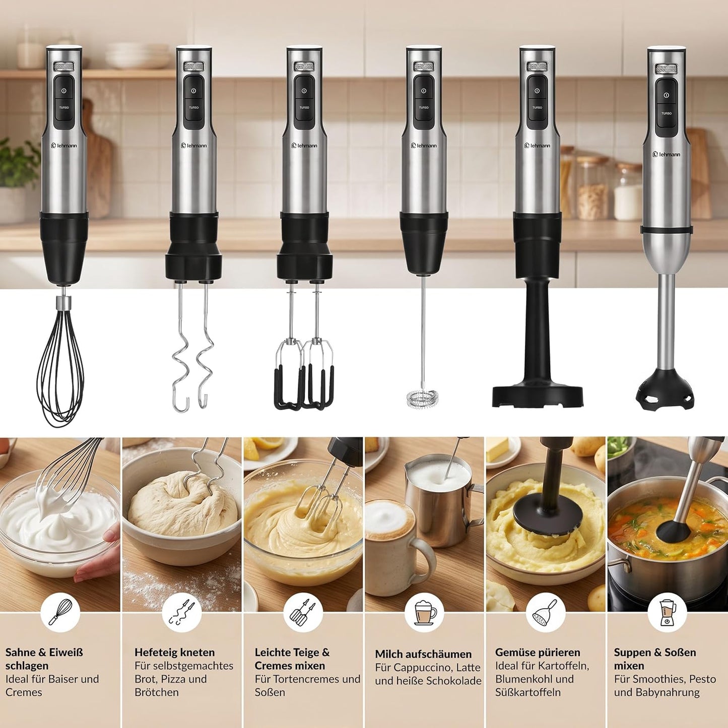 Stabmixer-Set 10-in-1 mit Turbo-Funktion