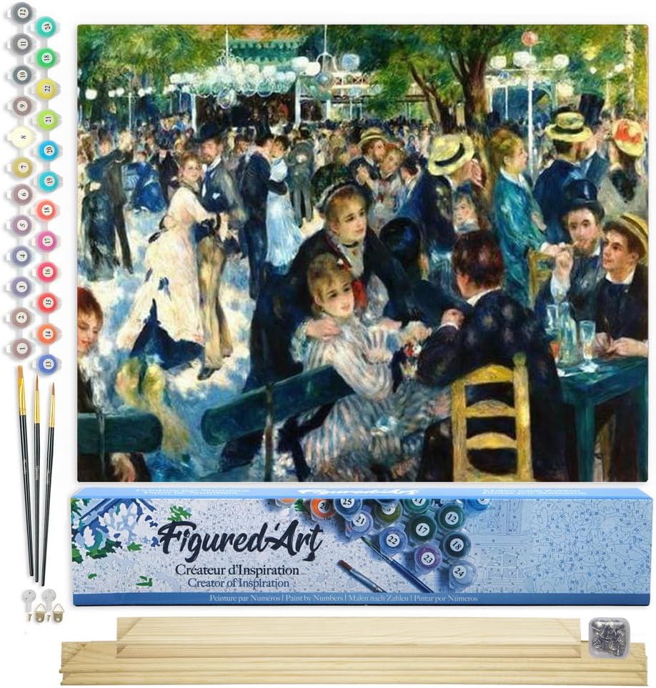 Malen nach Zahlen Set mit Rahmen (40x50cm), Renoir - Bal du Moulin de la Galette 40x50cm Mit Keilrahmen (nicht gespannt)