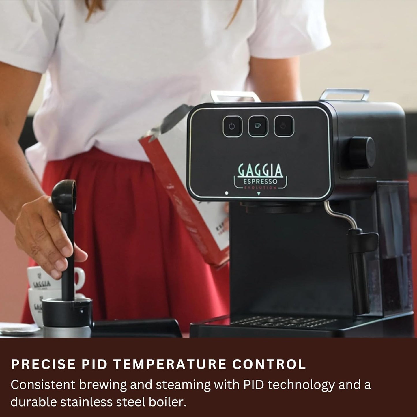 Espressomaschine mit PID Kesseltemperaturregler, Espresso Evolution Schwarz