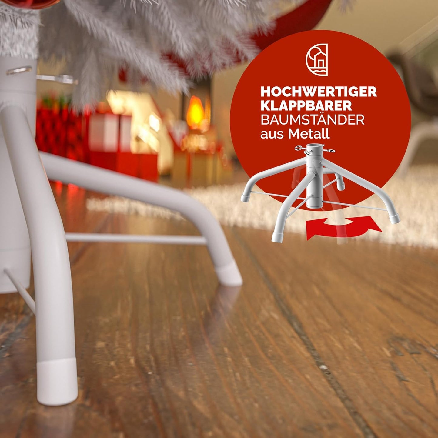 Künstlicher Weihnachtsbaum 150cm mit Metallständer, Weiß 150 cm