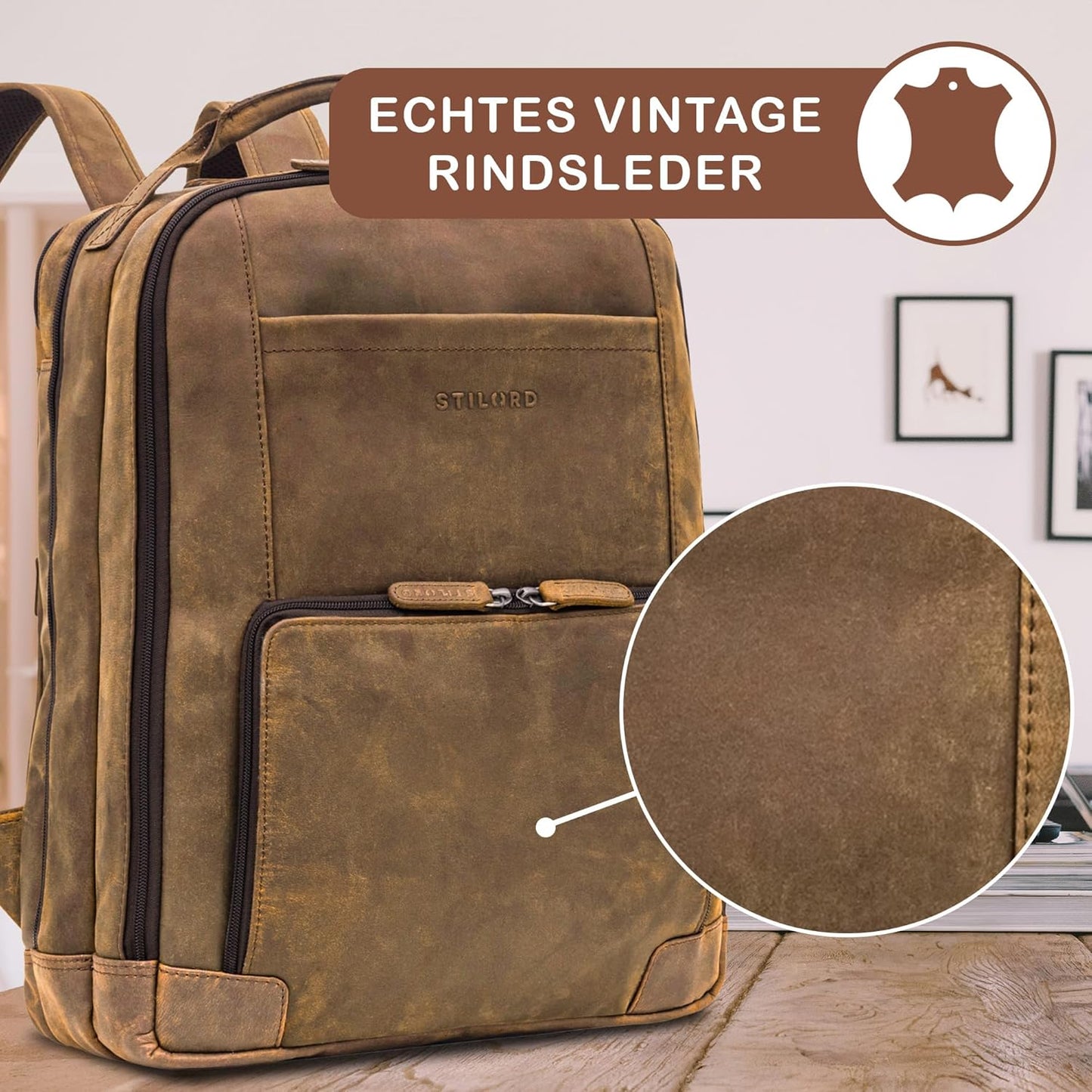 XL Leder-Businessrucksack Harlow, Colorado - Braun