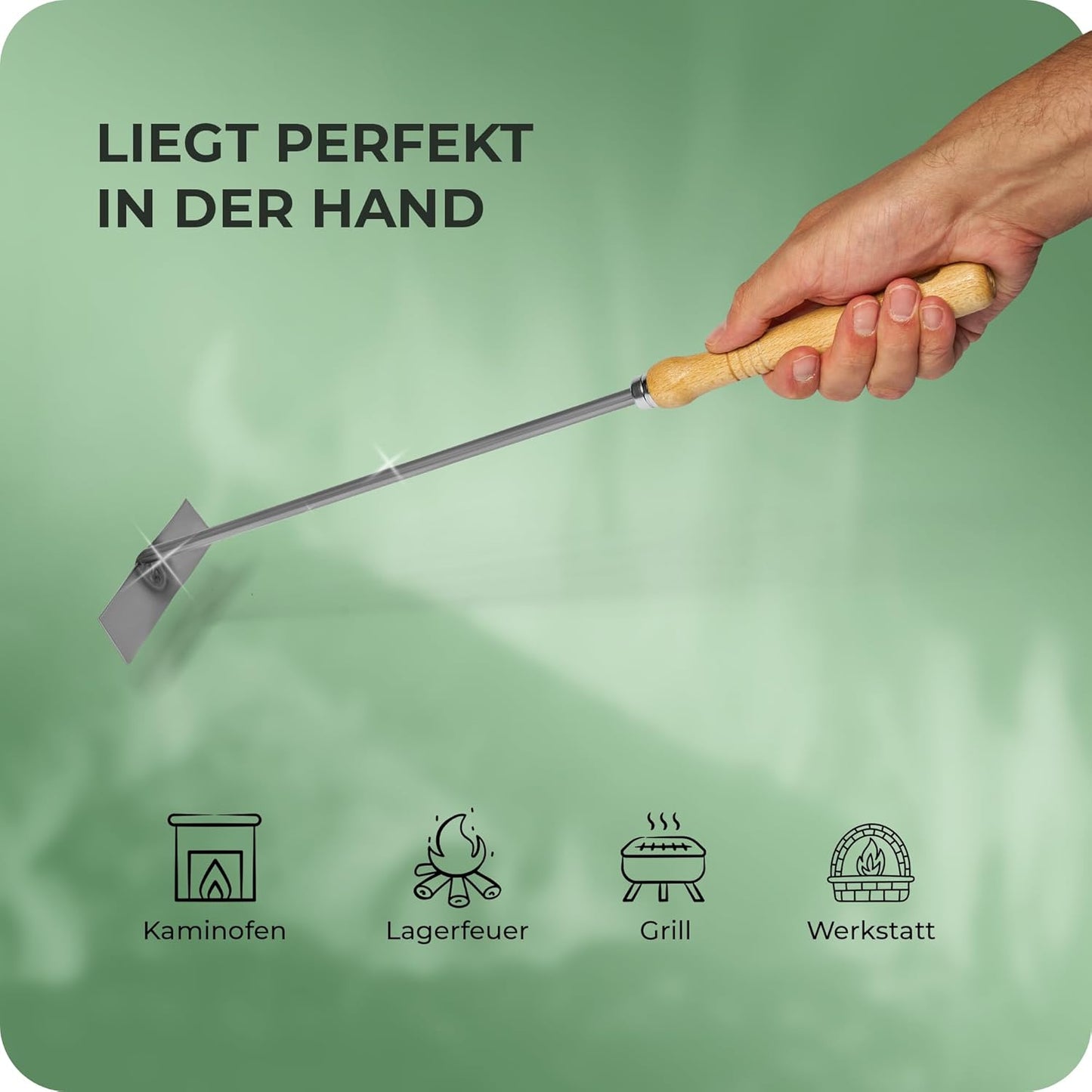2 Stück Aschekratzer mit Holzgriff, 2 Aschenkratzer