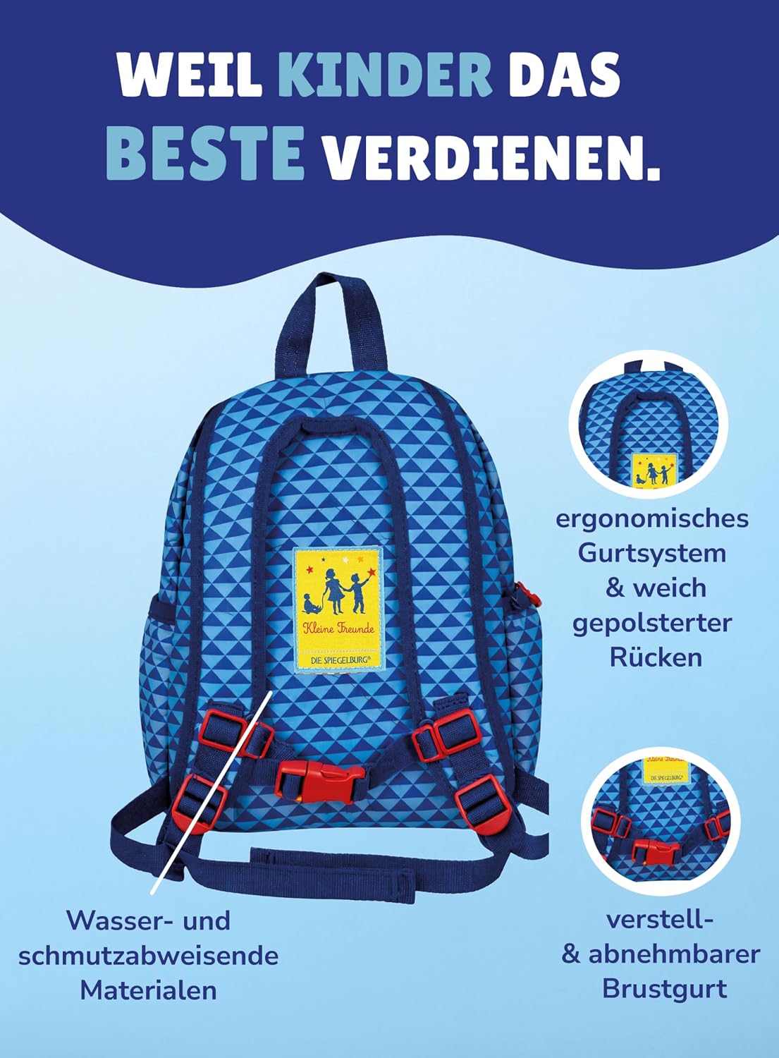 4-teiliges Kindergartenrucksack-Set, Traktor - Blau Rucksack-Set