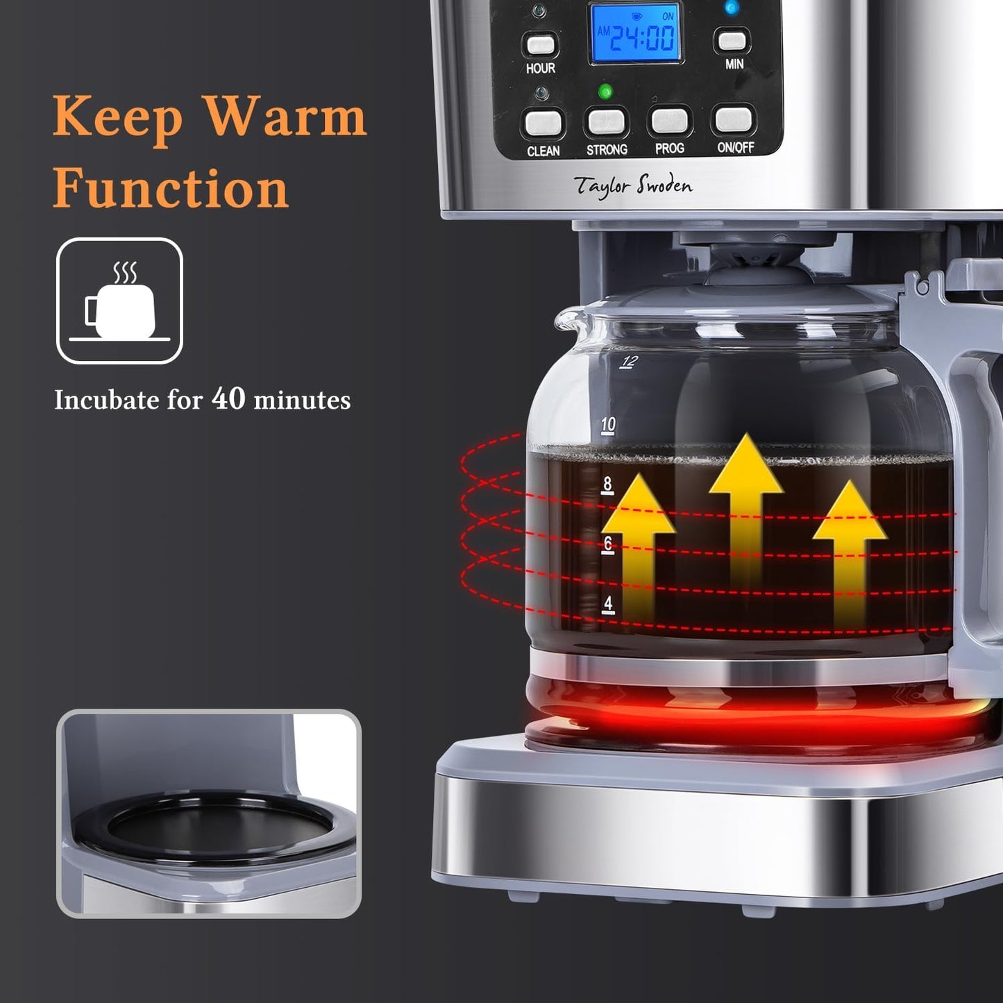 Filterkaffeemaschine mit Timer und Abschaltautomatik, Grey
