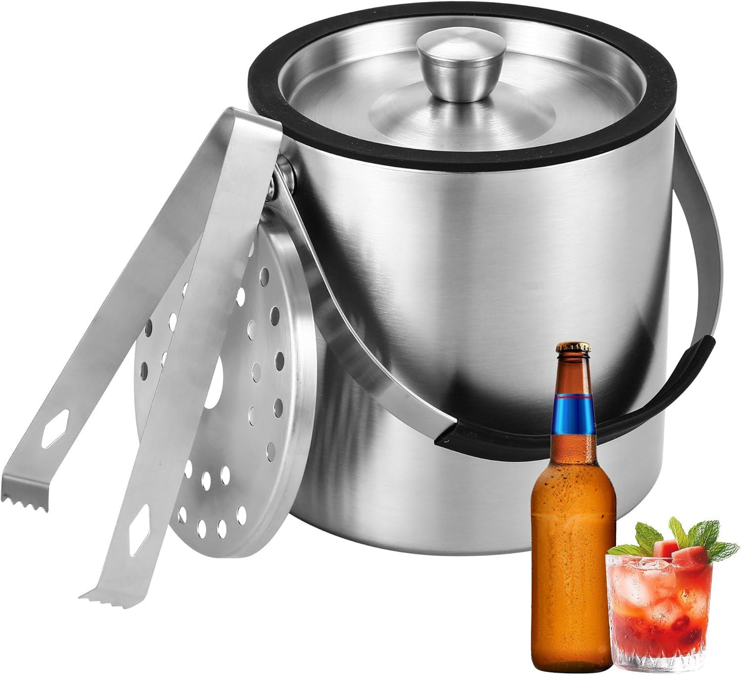 Eiswürfelbehälter mit Deckel & Sieb, 1.6L