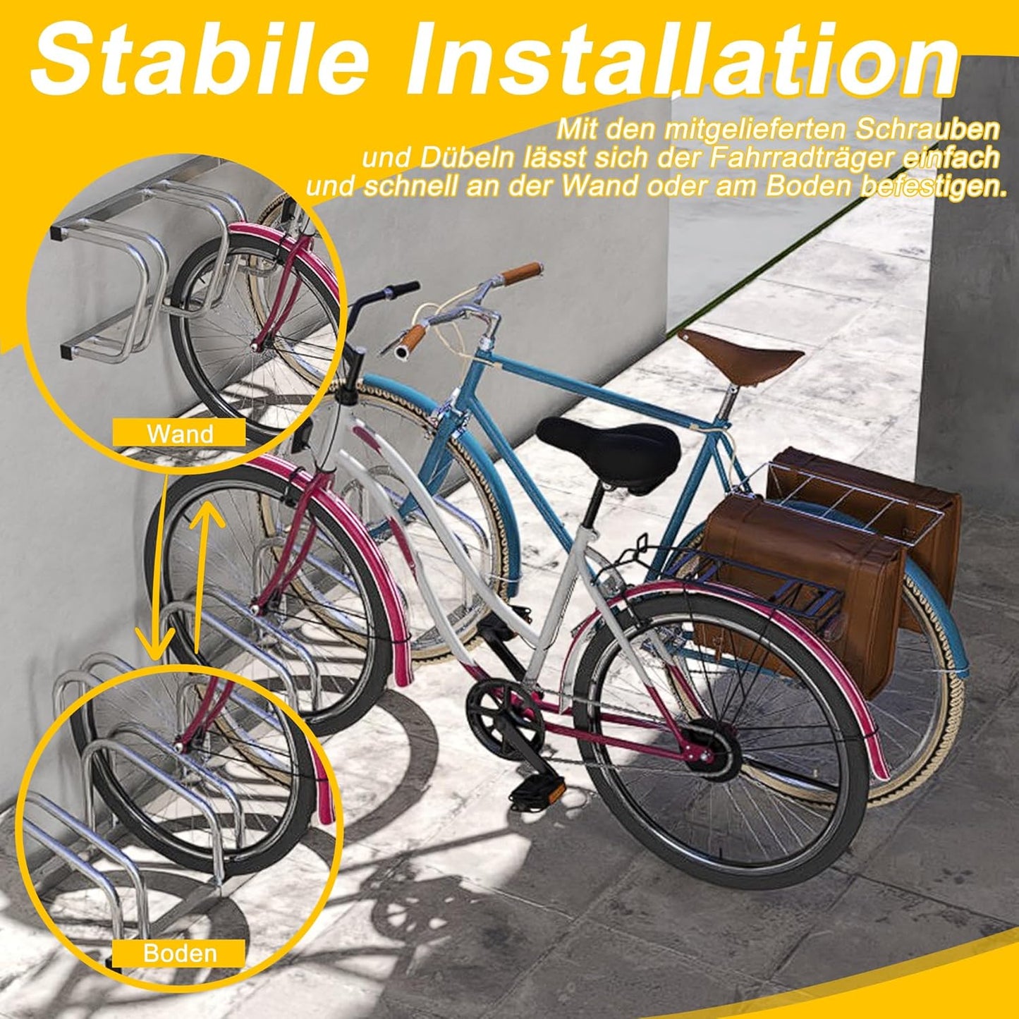 Fahrrad-Aufstellständer für 2 Räder, Für 2 Fahrräder, Silber