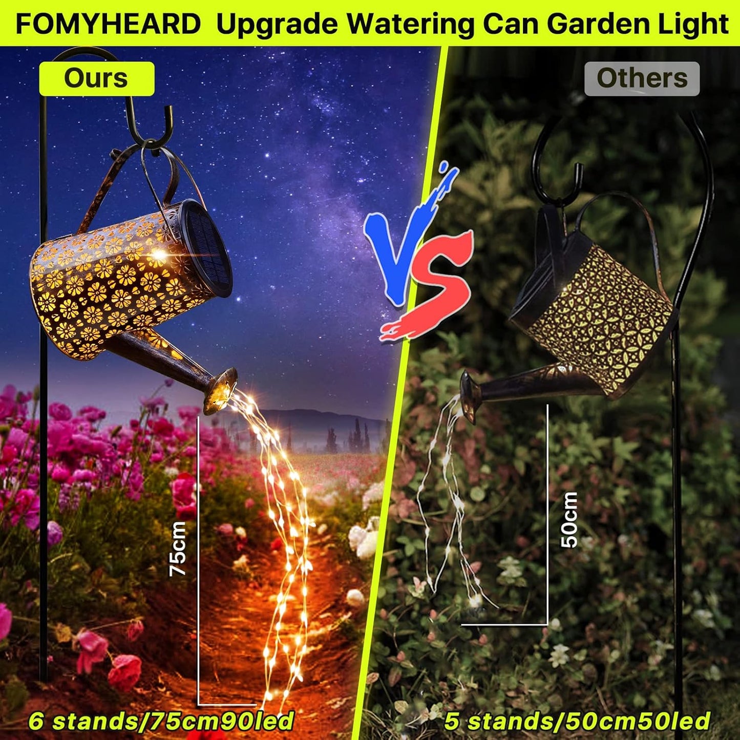 Solar-Giesskanne Gartenleuchte mit Lichterkette, Bronze