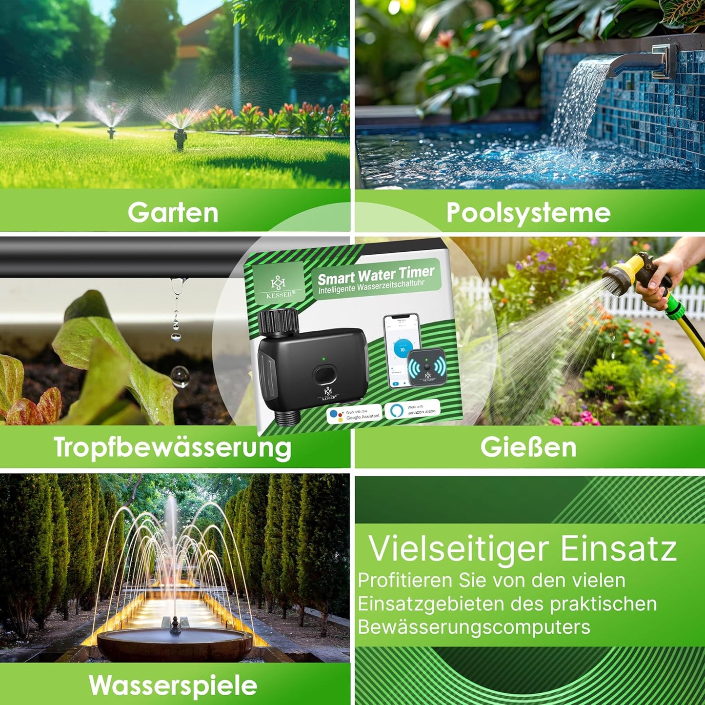 Bewässerungssteuerung mit App & Sprachsteuerung, Schwarz / Anthrazit