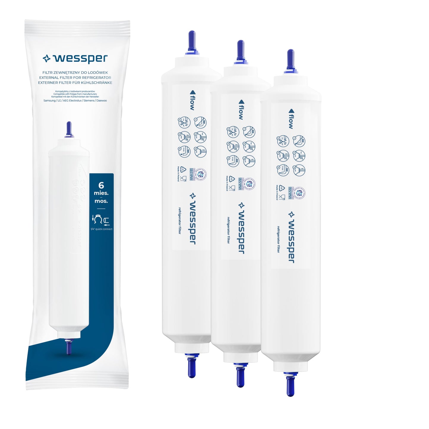 3-teiliges Wasserfilter-Set für Kühlschränke, 3 Stück (1er Pack)