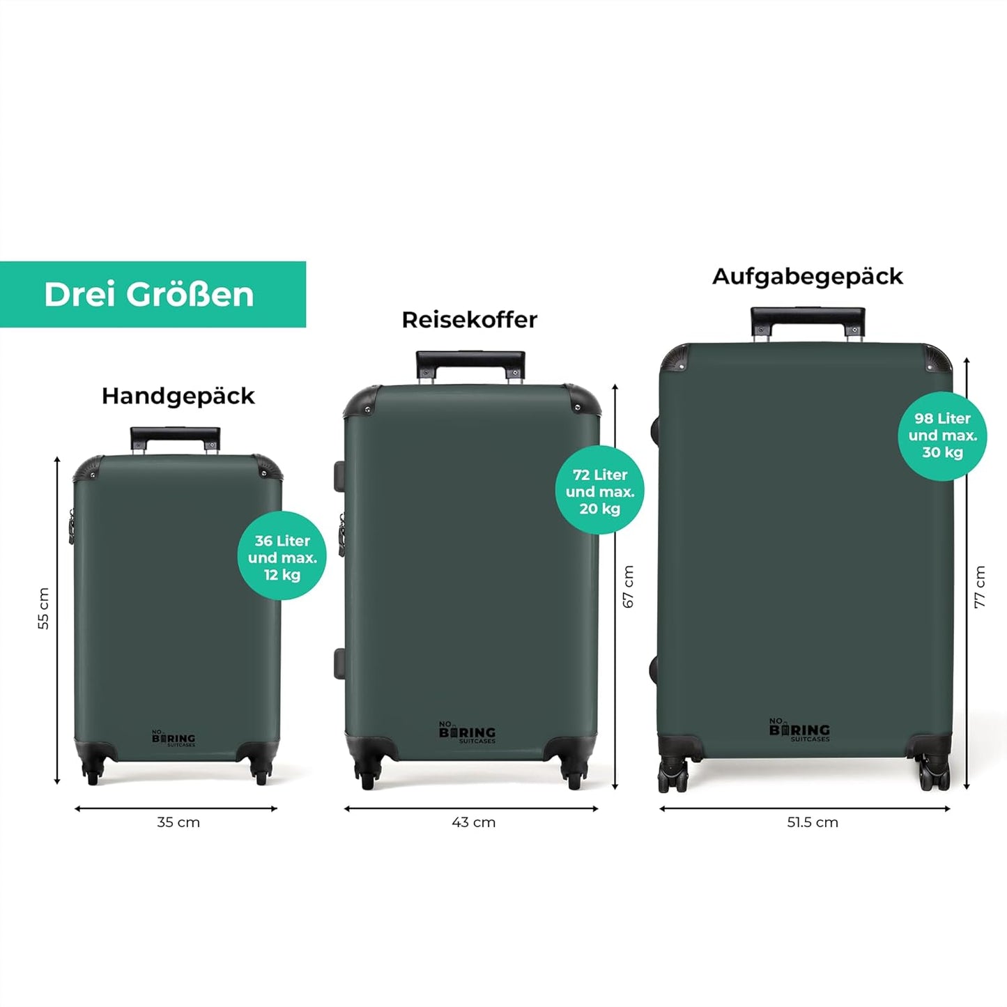 Hartschalenkoffer mit Rollen und TSA-Schloss, Grau - Einfarbig Grösse XL