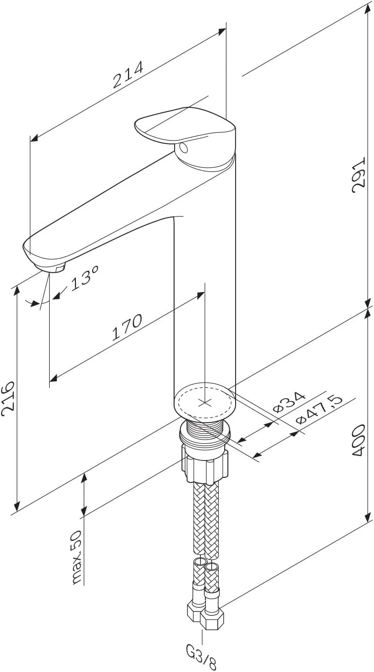 Like Waschtischarmatur mit Einhebelmischer, Auslaufhöhe 216mm Chrom