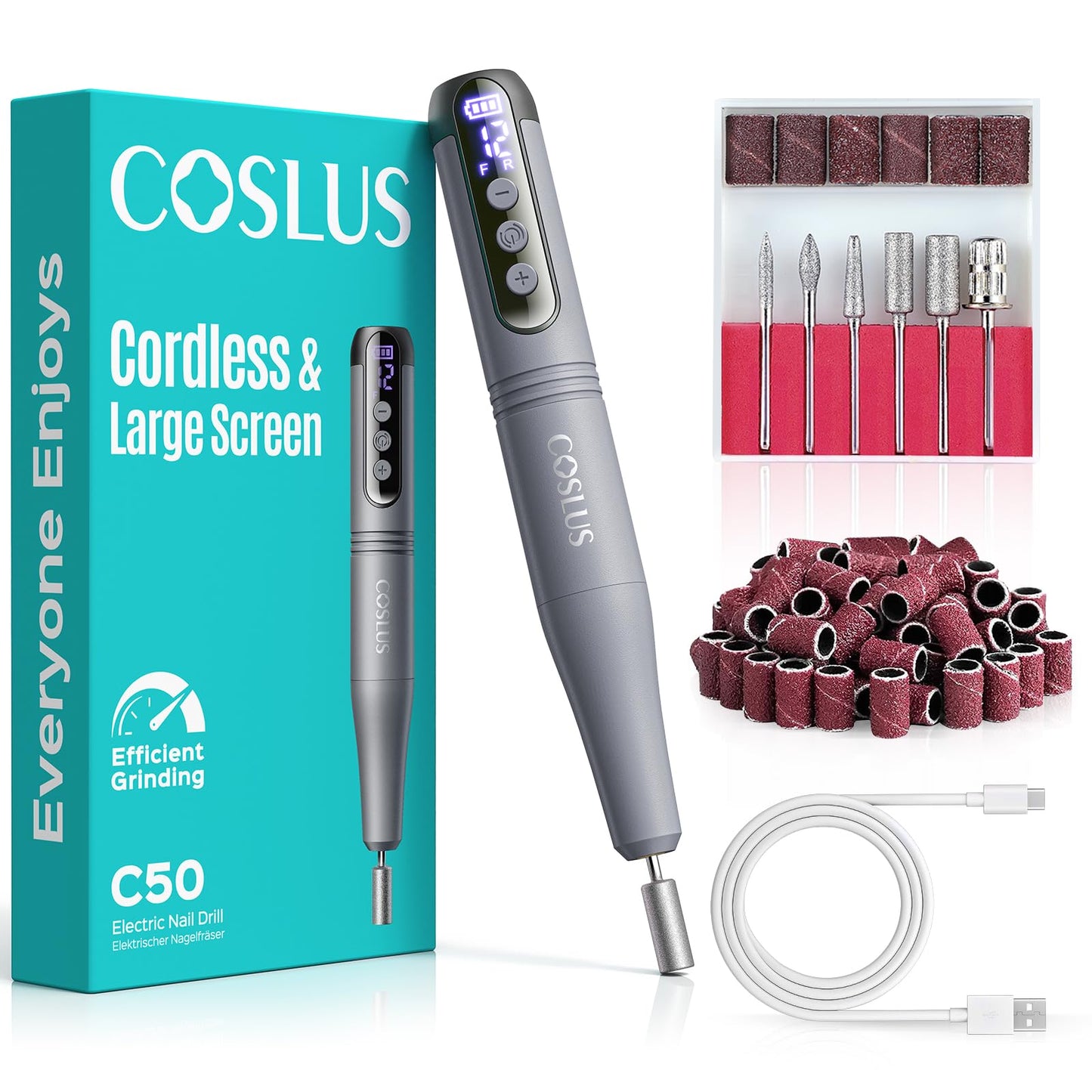 C50 Nagelfräser mit LED-Display, Dunkelgrau