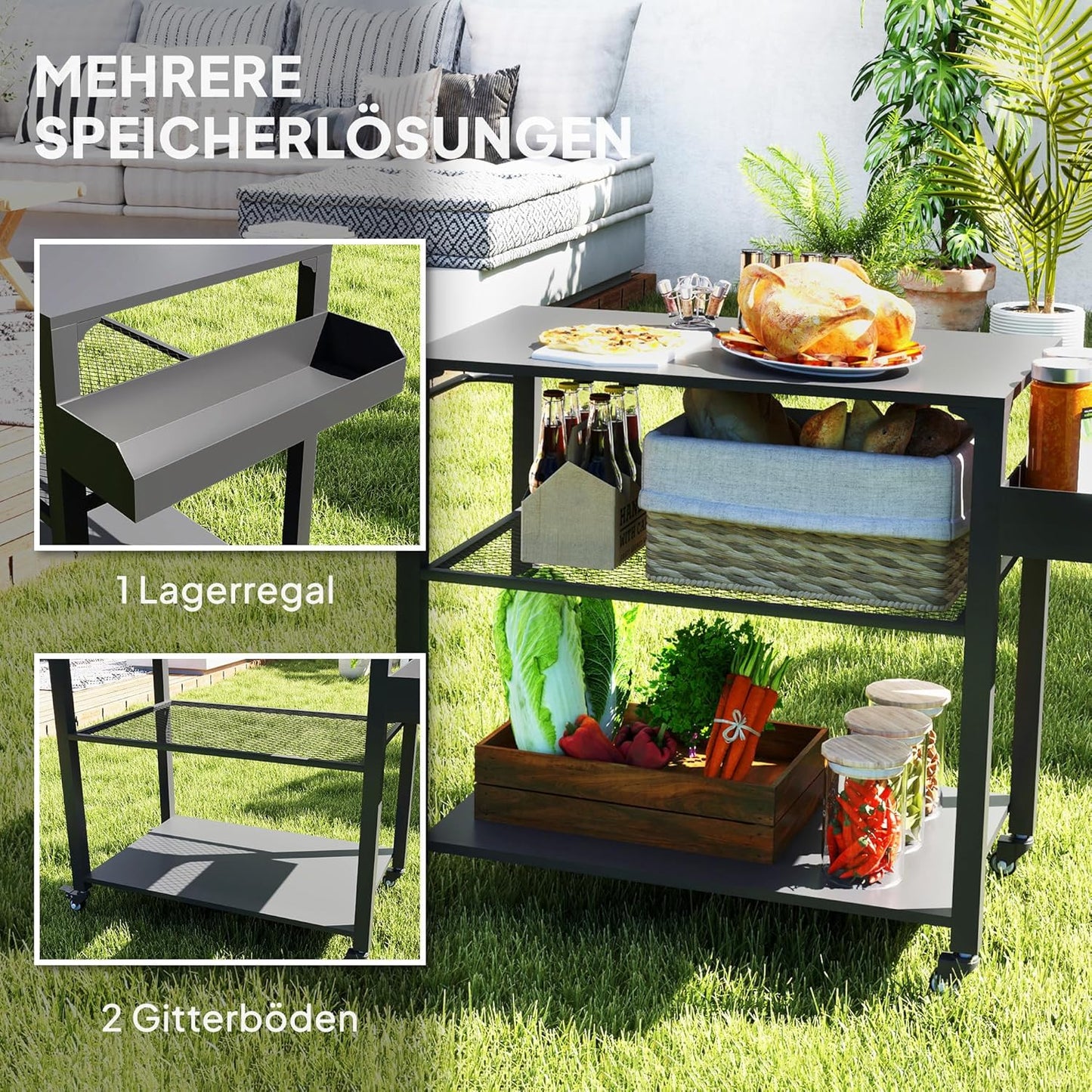 Servierwagen mit Arbeitsfläche
