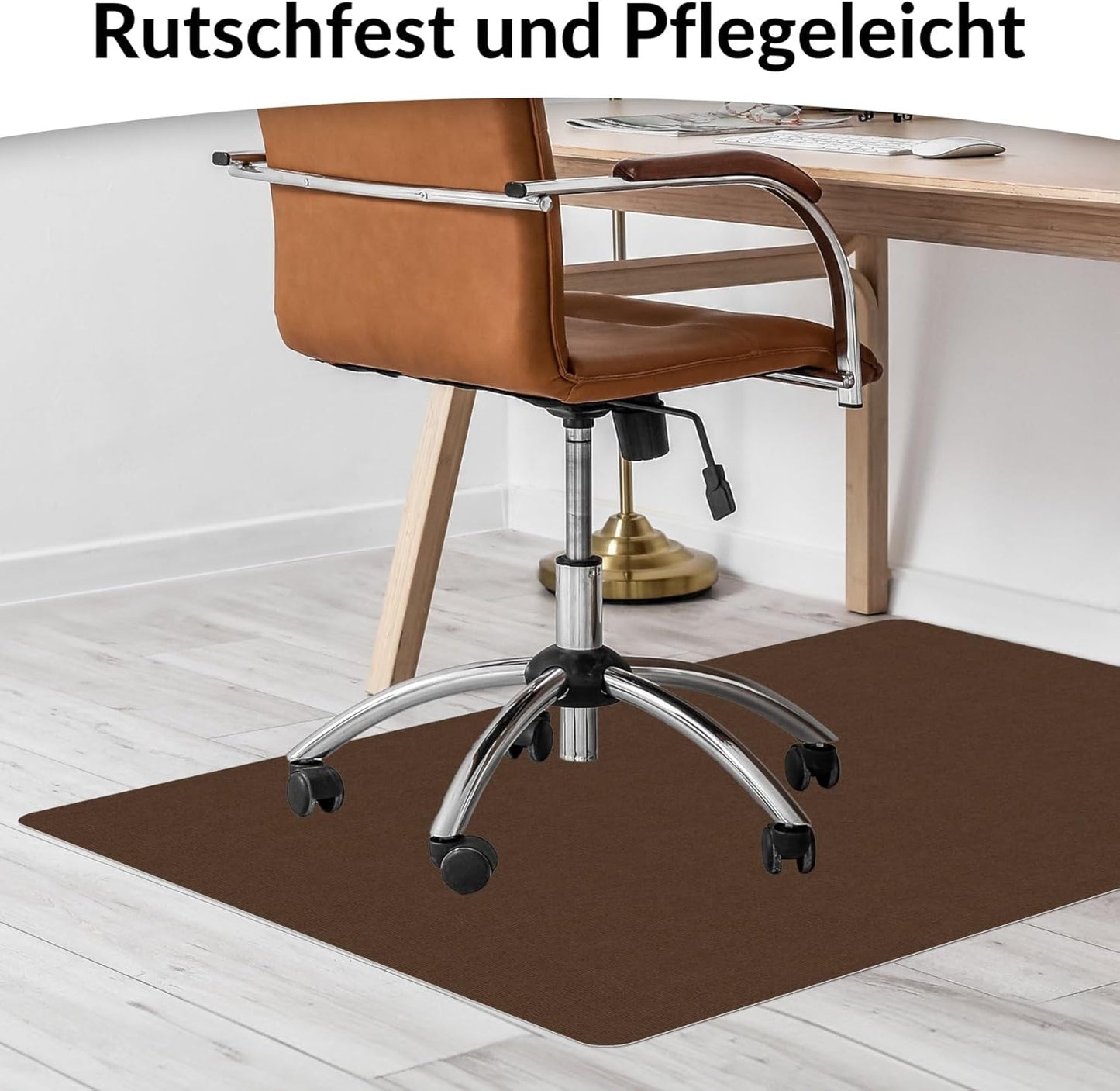 Selbsthaftende Bodenschutzmatte für Bürostuhl, 150 x 200 cm Schoko