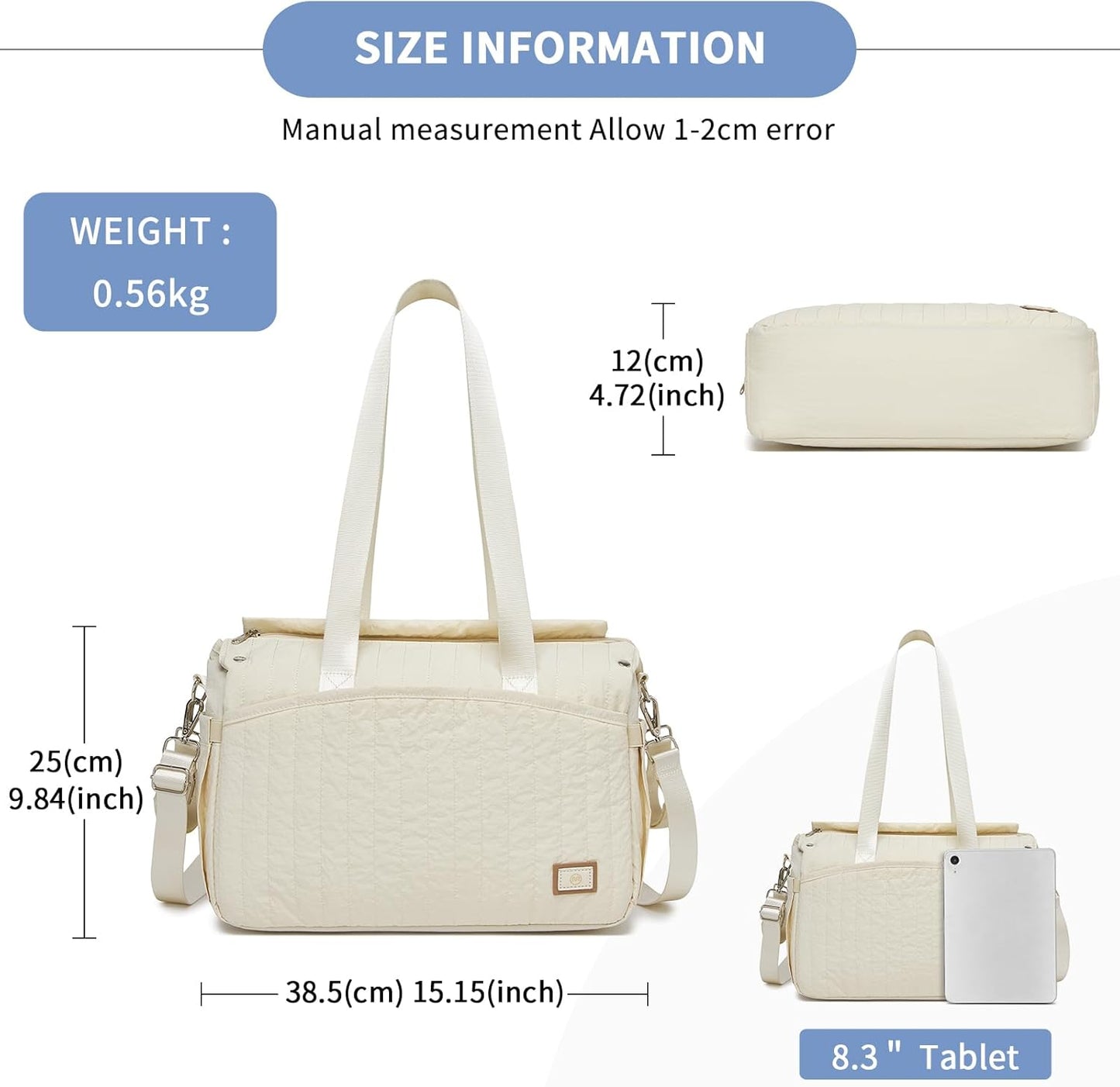 Multifunktionale Wickeltasche mit Kinderwagenhaken, Beige
