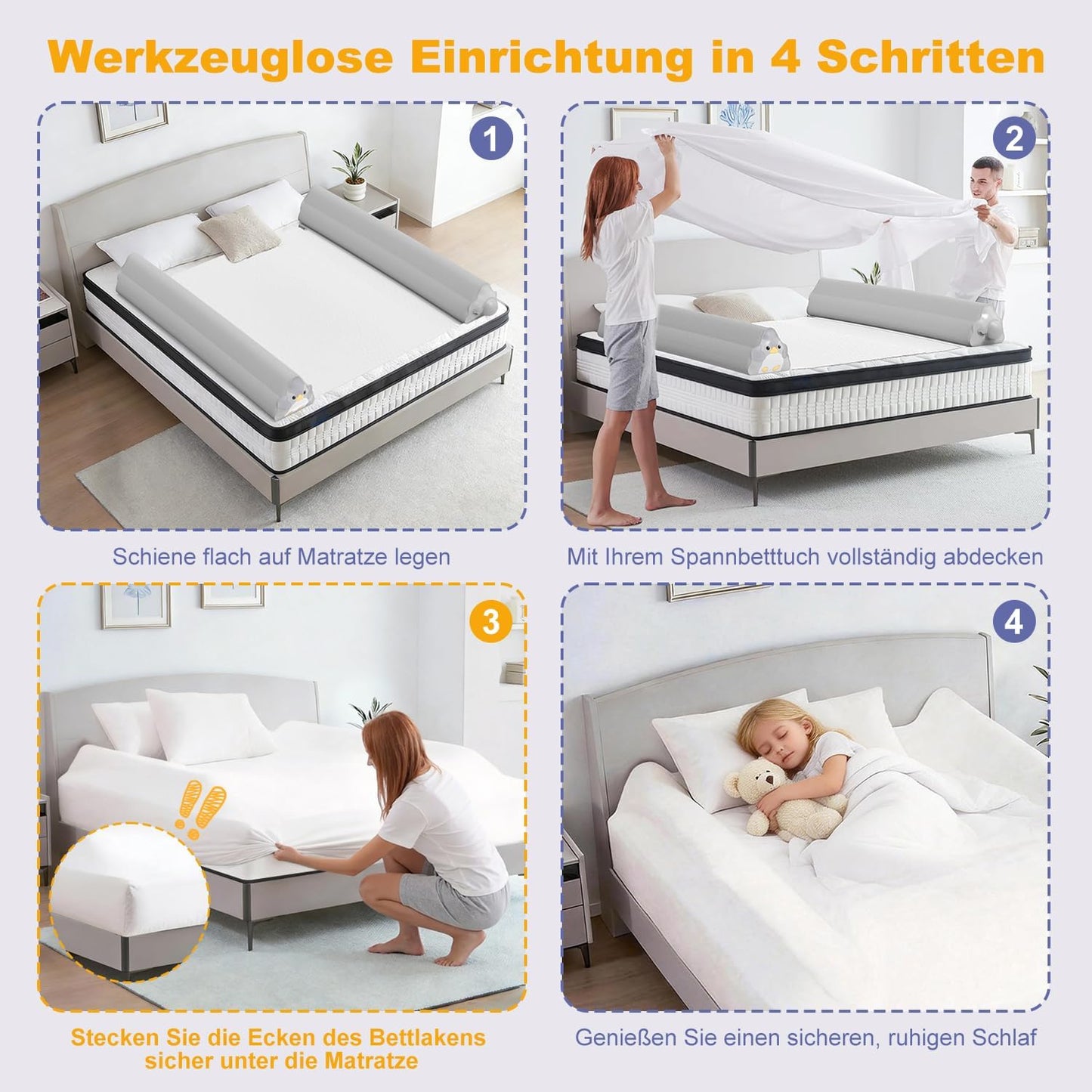 Aufblasbarer Rausfallschutz für Kinderbett (2er Set), 130cm -2er Set