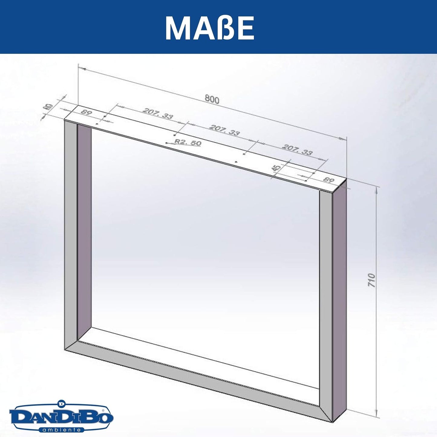2er-Set Tischbeine, 72 x 80 cm