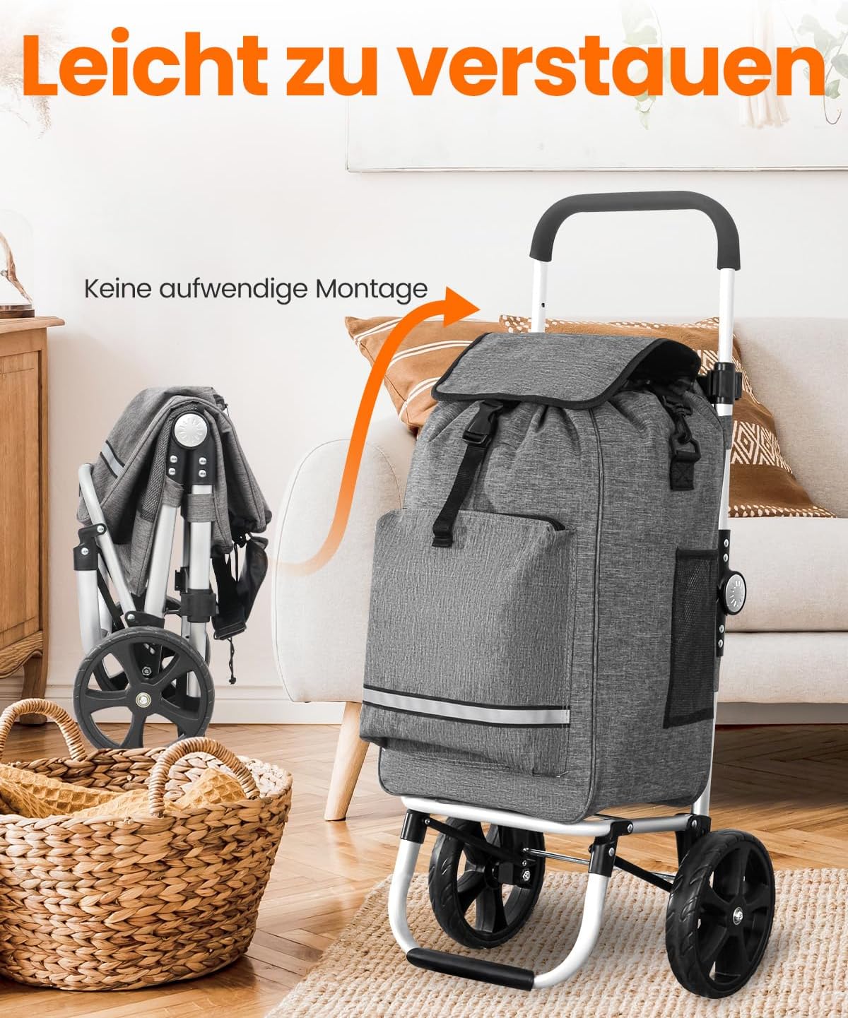 Einkaufstrolley mit Kühlfunktion, Dunkelgrau Standard