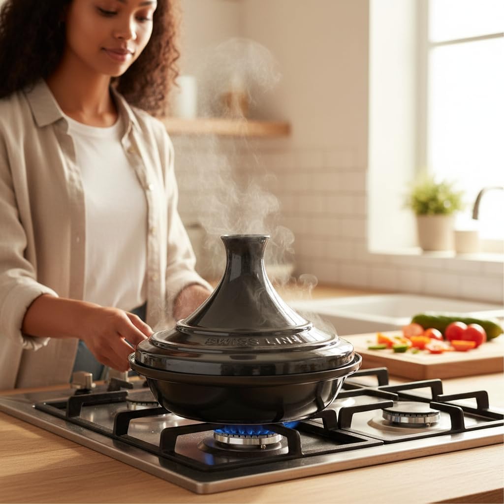 Tajine Schmortopf Induktion geeignet, 33 cm, 33cm Schwarz