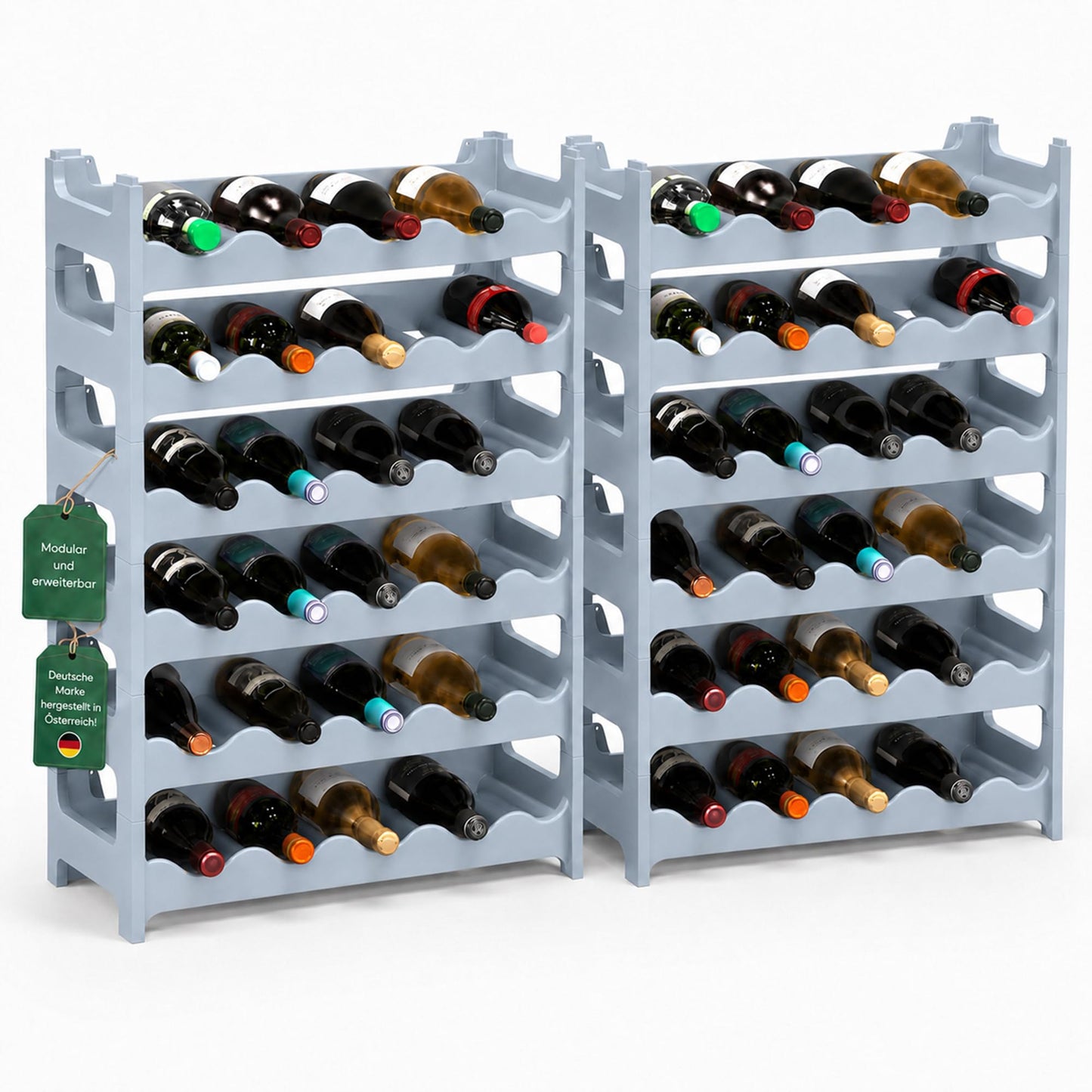 Stapelbares Weinregal, Betongrau 72 Flaschen