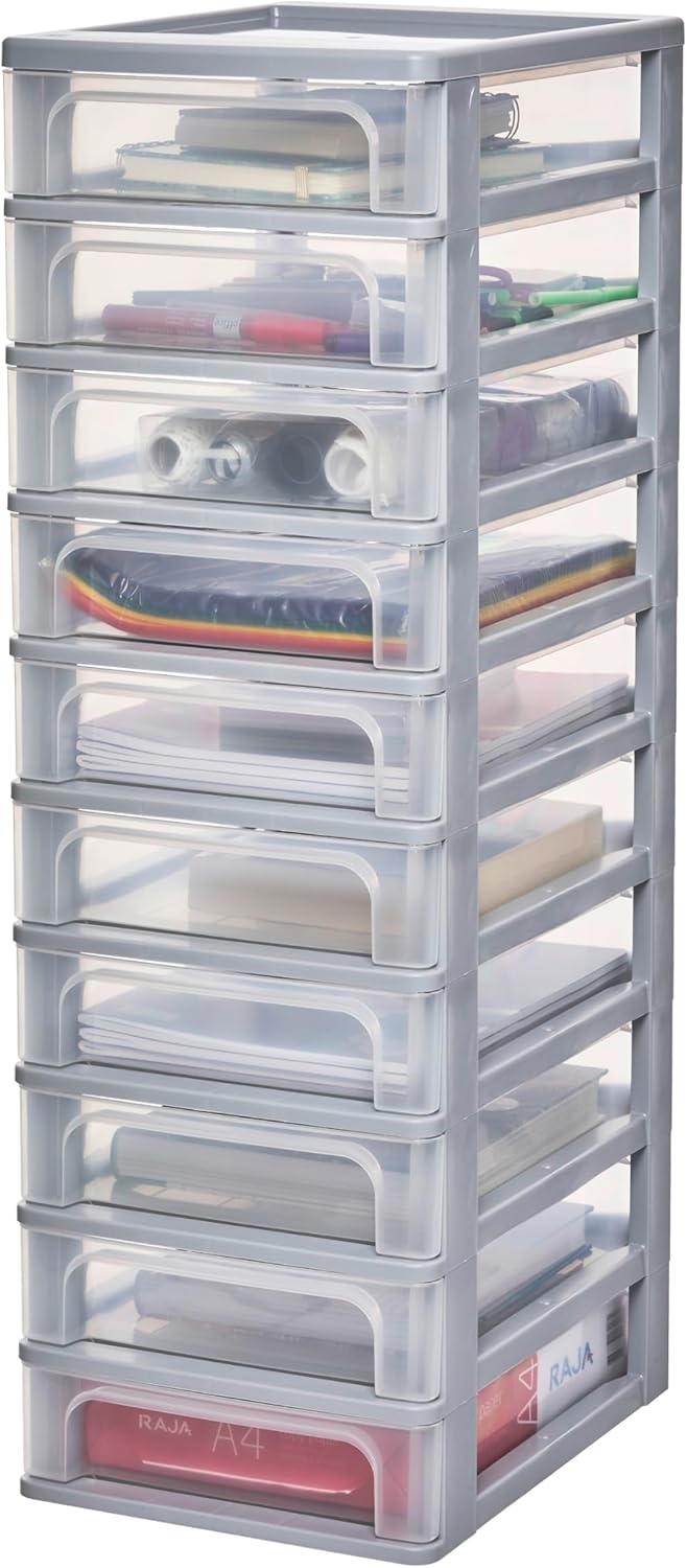 Schubladenbox OCH-2100 mit 10 tiefen Schubladen, Grau 10 Schubladen/Tief