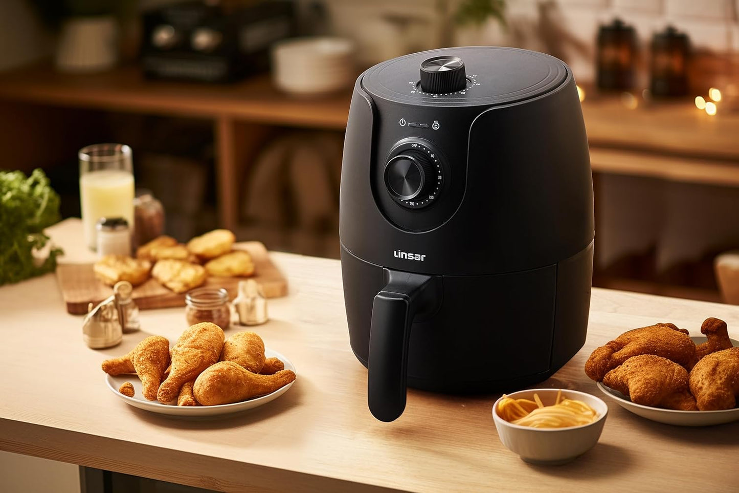 Kompakte Heissluftfritteuse 1,8L mit Timer & Warmhaltefunktion, Shwarz