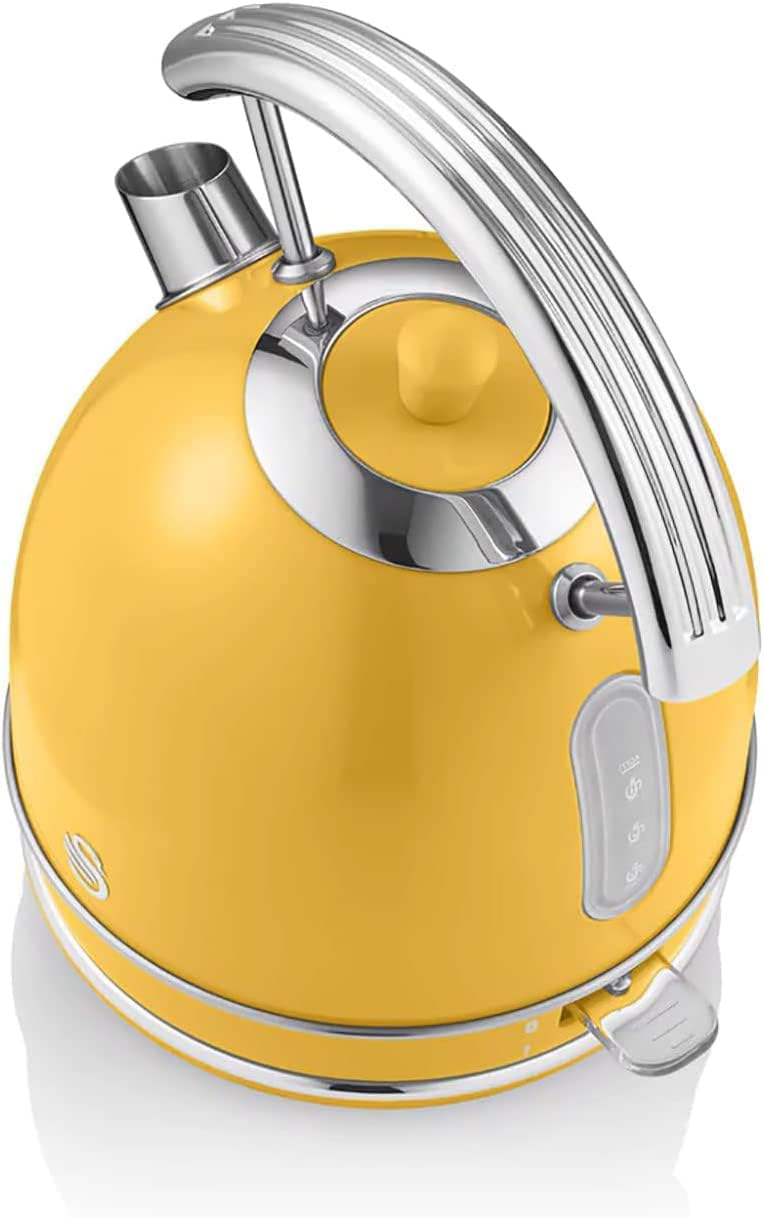 Retro Wasserkocher 1,8L Kabellos, Gelb