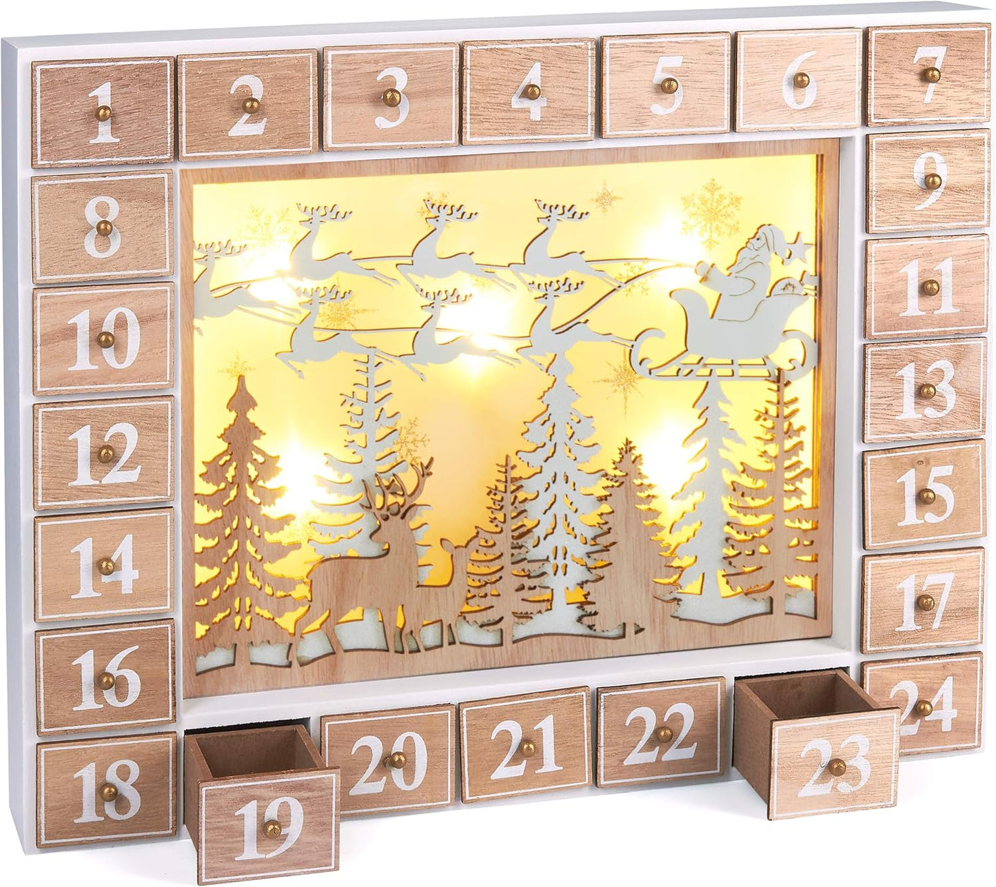 DIY-Adventskalender mit LED-Beleuchtung, Fliegender Weihnachtsmann mit LED Beleuchtung