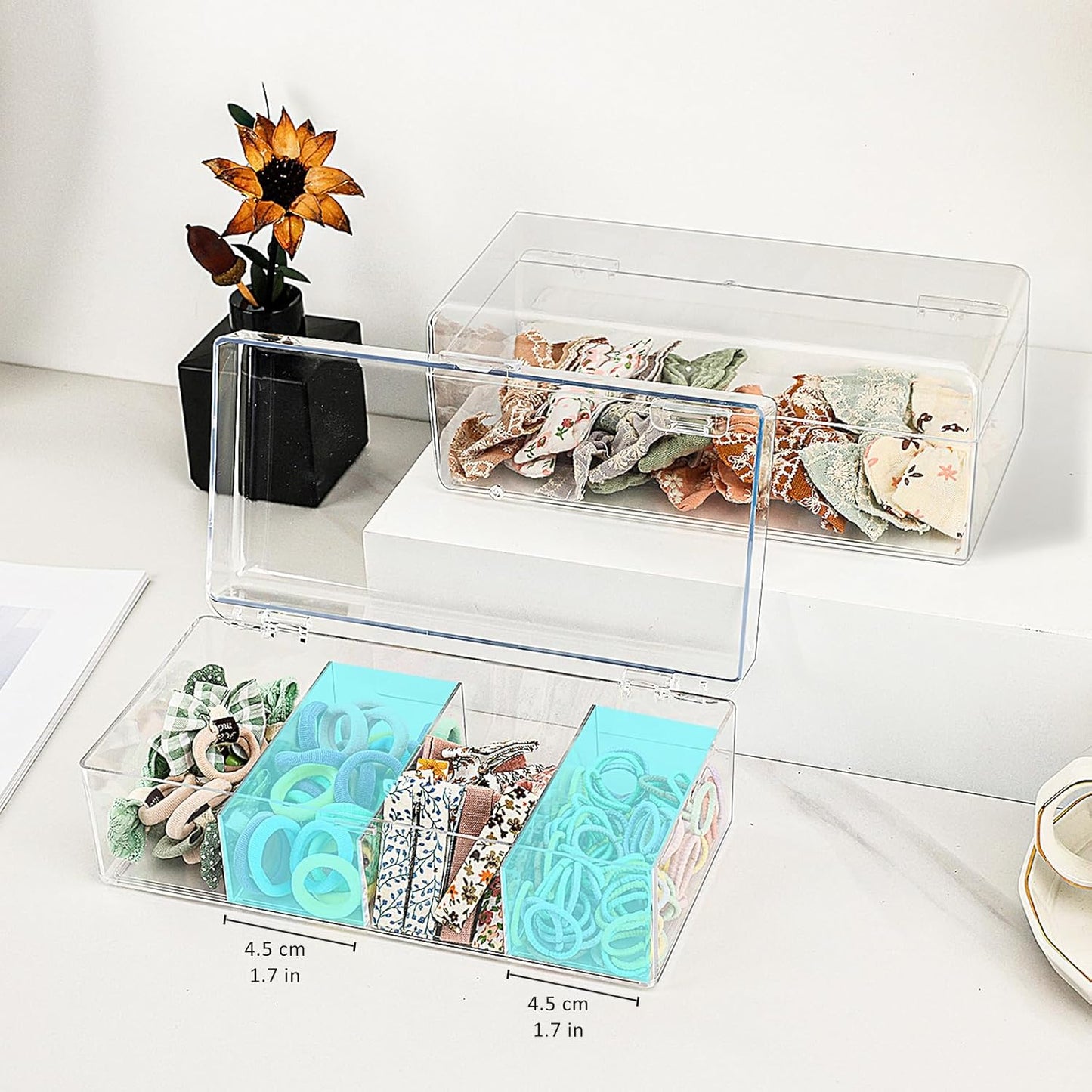 2-teiliges Haarschmuck Organizer-Set mit 4 Fächern, 4 Fach (2 Pack)