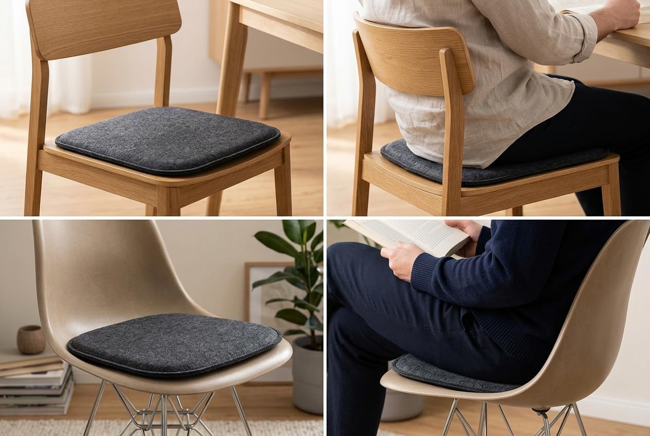 4er Sitzkissen-Set, Anthrazit