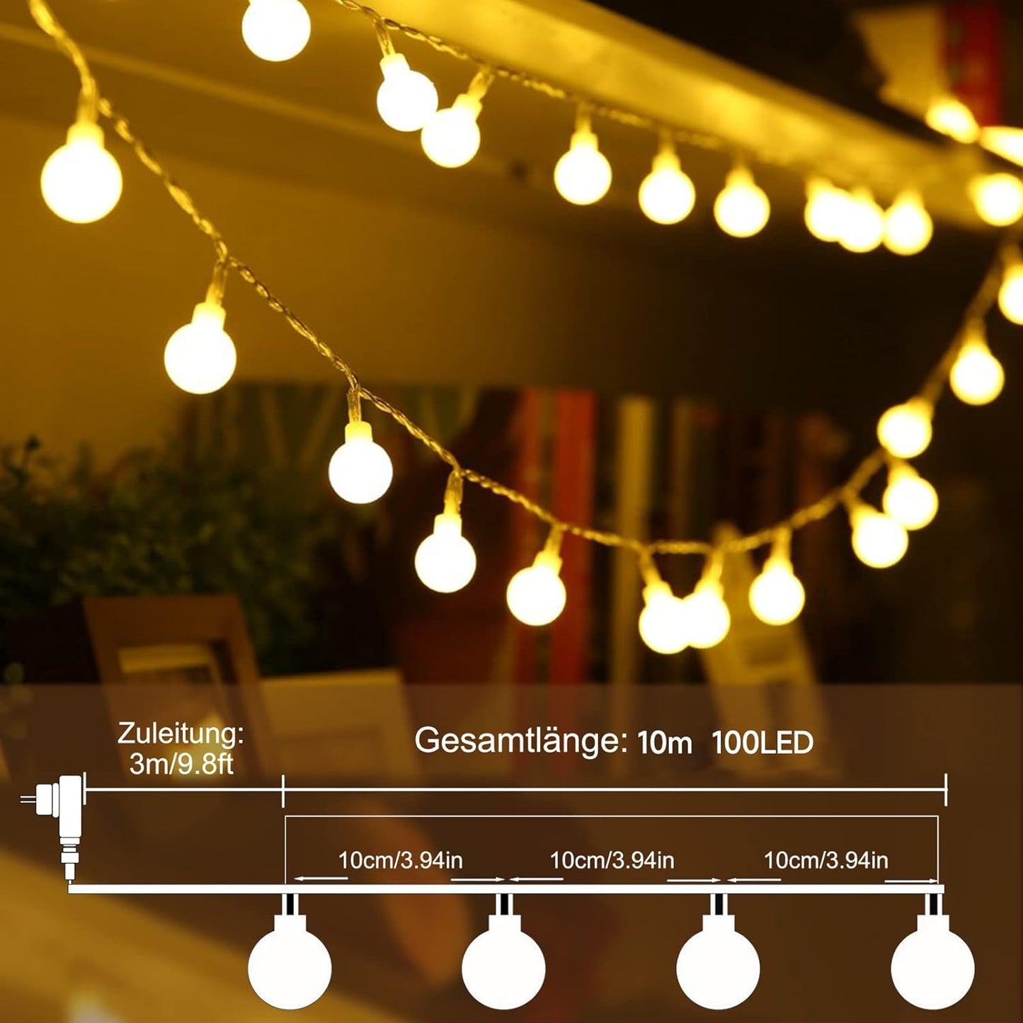 Kugel-Lichterkette, 10M 100LED
