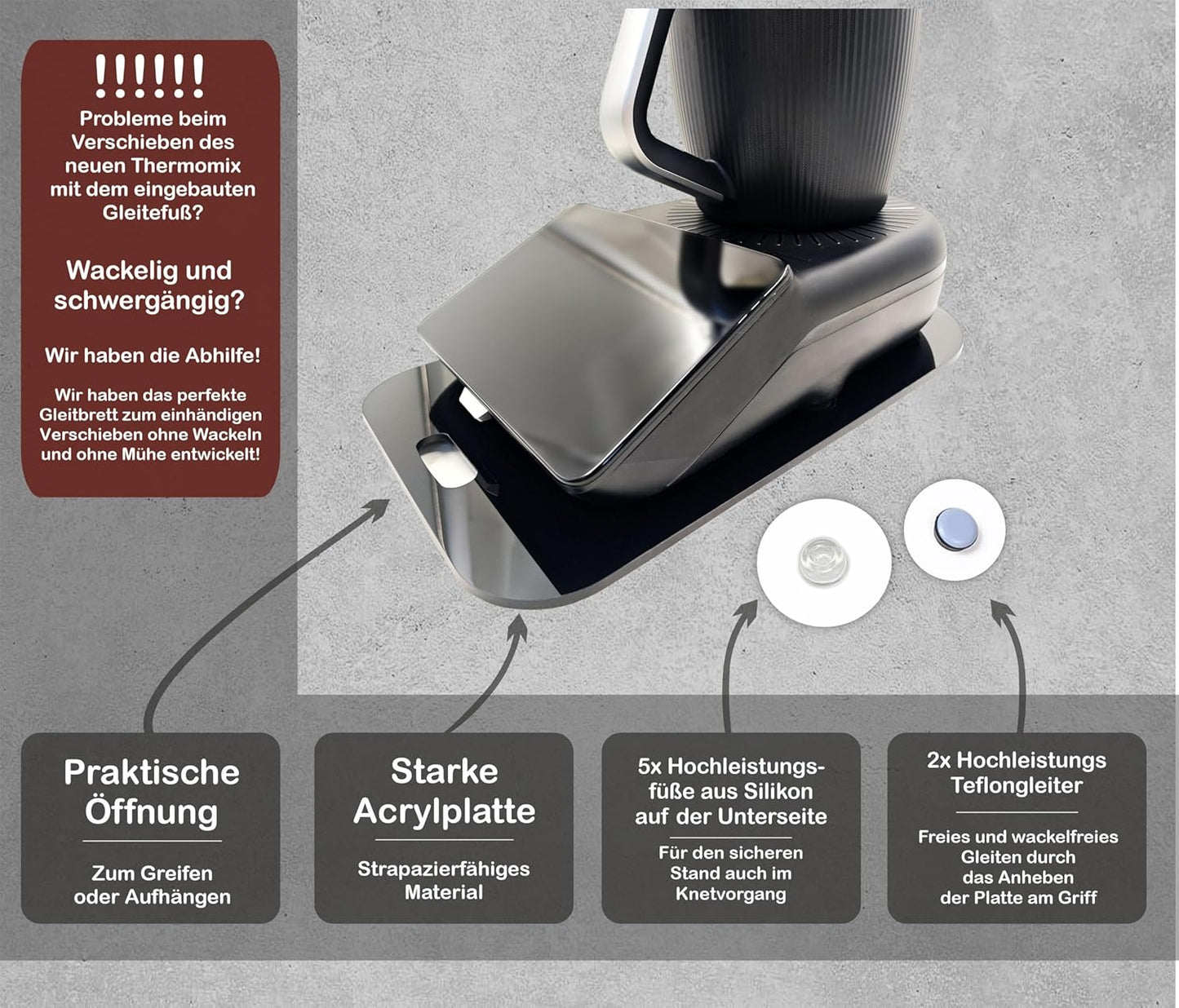 Gleitbrett für Thermomix TM7, Anthrazit Matt
