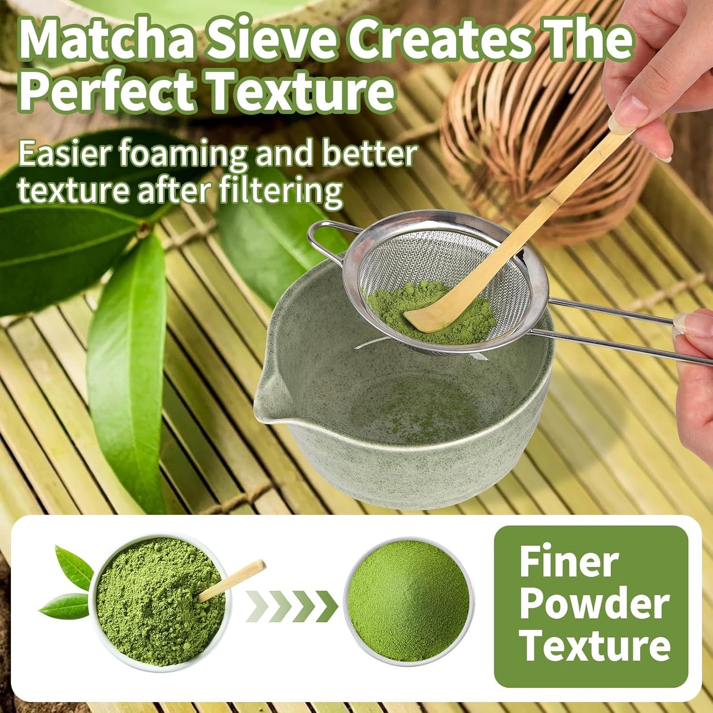 6-teiliges Matcha-Tee-Set, Grün Pflaume