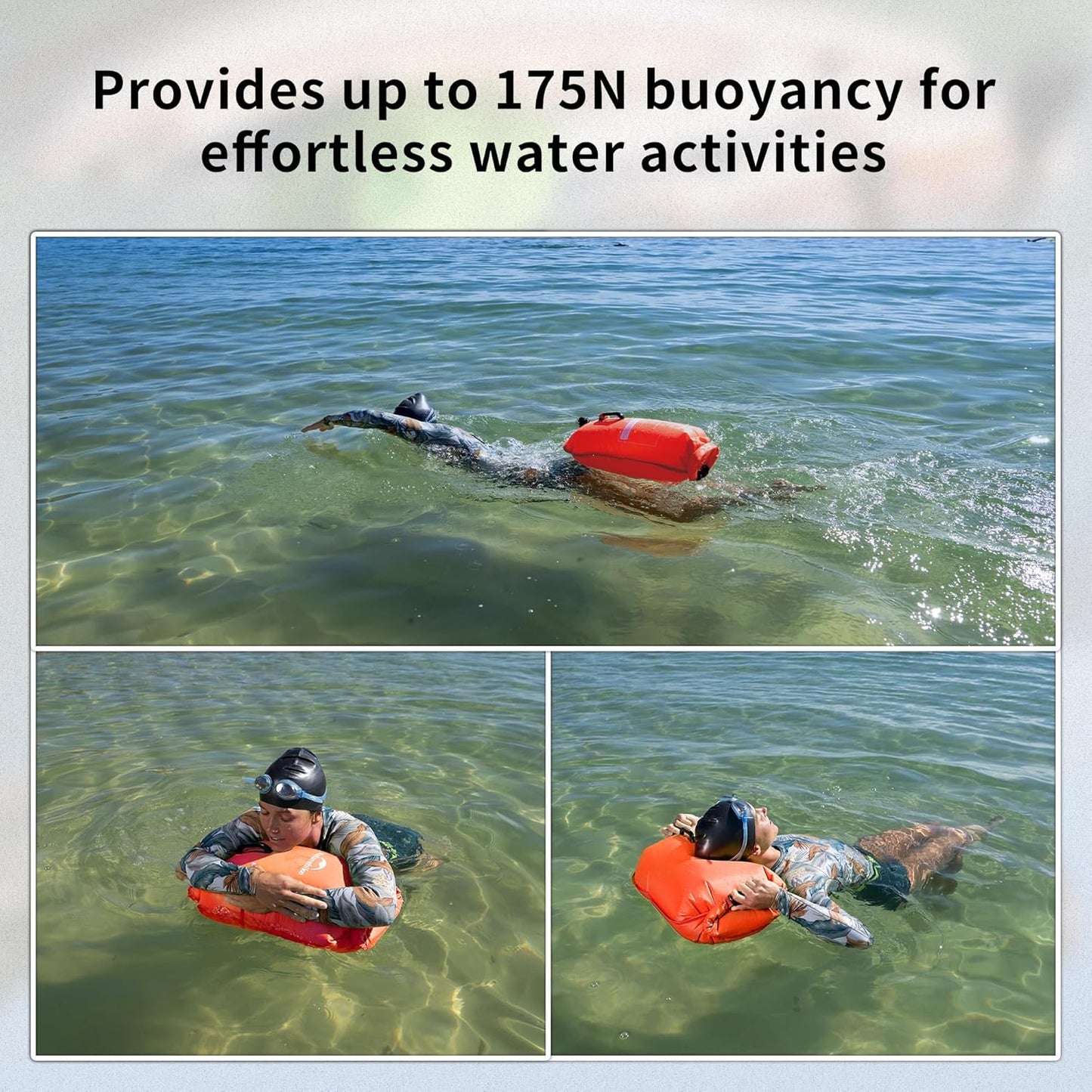 Schwimmboje mit verstellbarem Hüftgurt und Handyfach, Orange18l/Upgrade