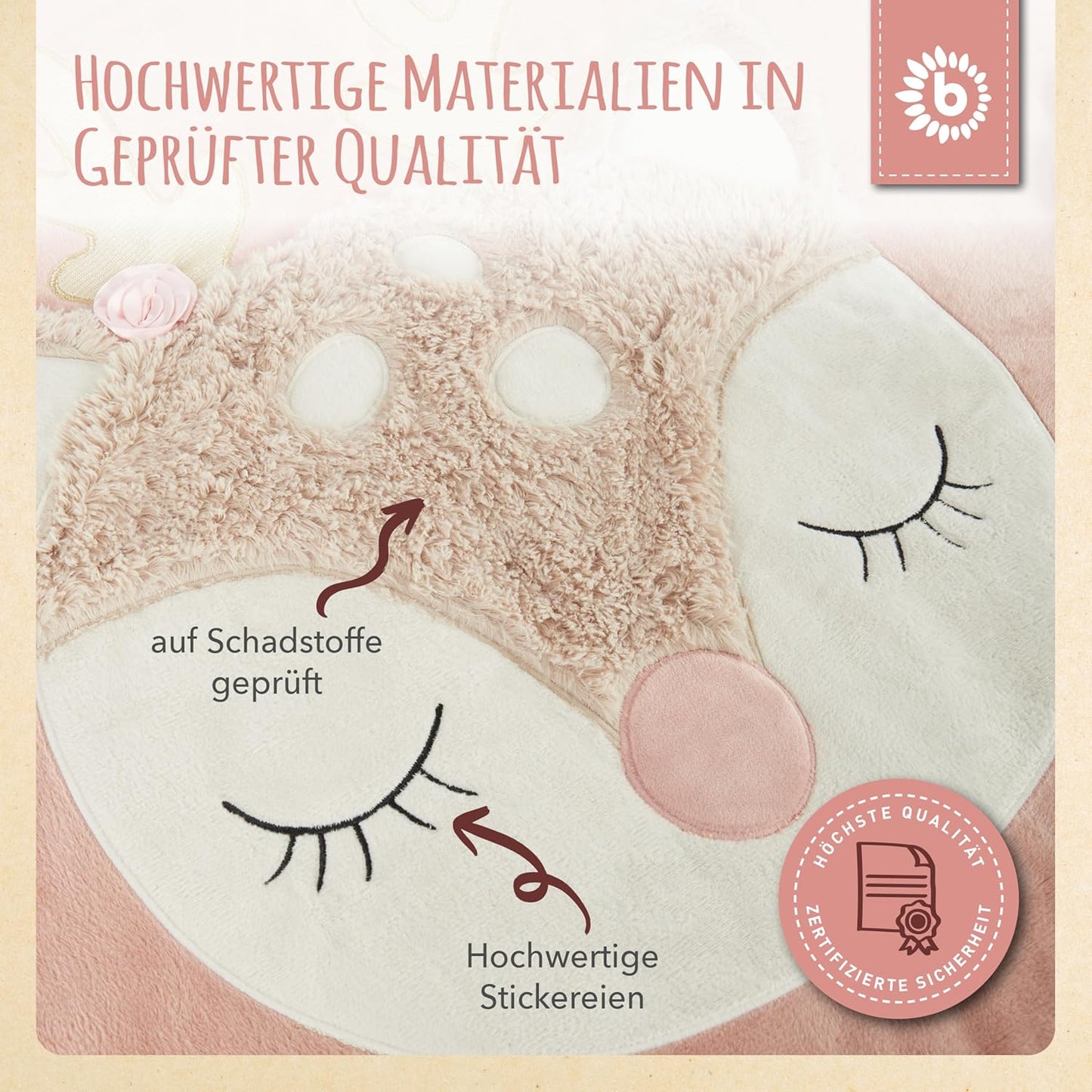 Runde Krabbeldecke für Spielbogen, Rosa