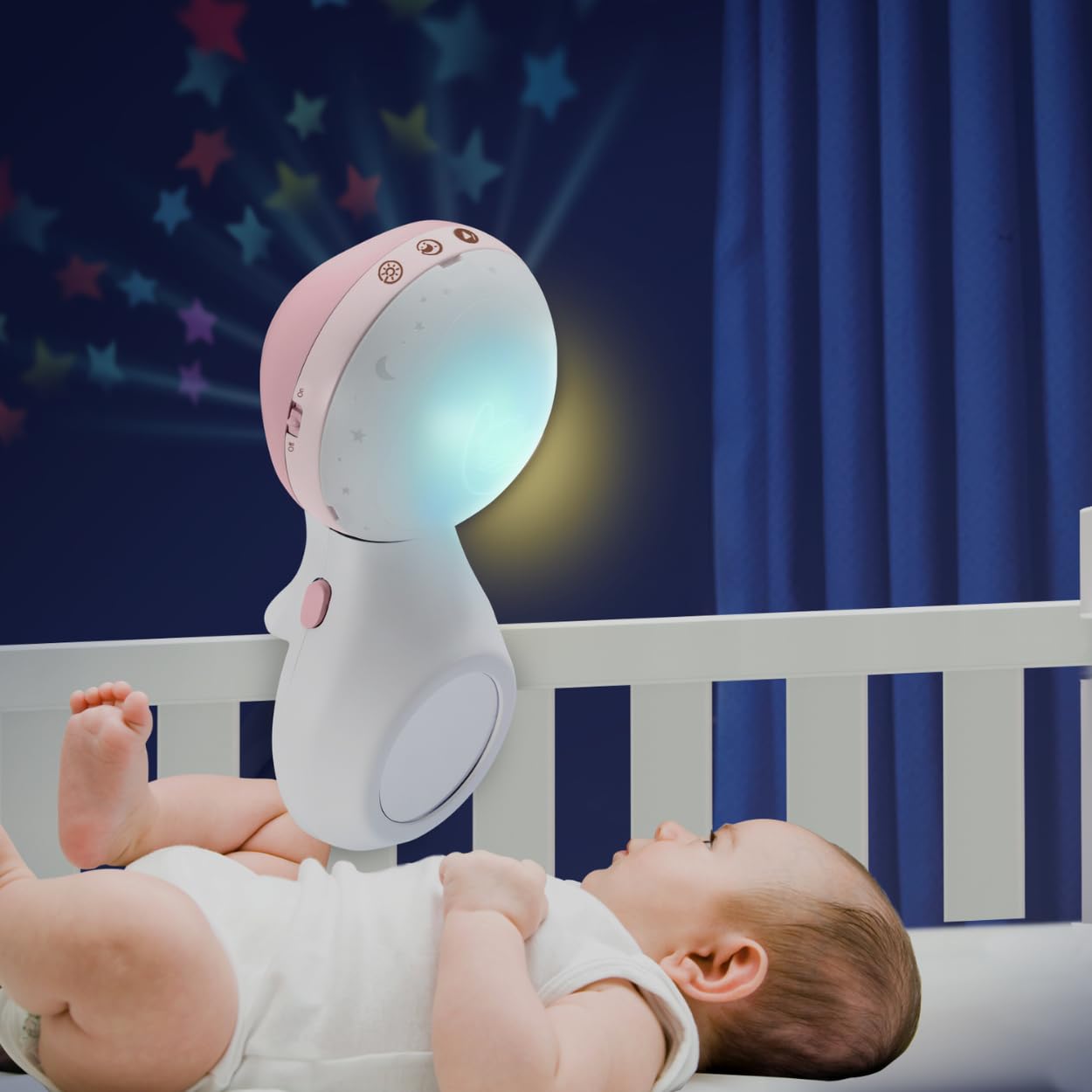 3-in-1 Musik-Mobile mit Lichtprojektor, Pink
