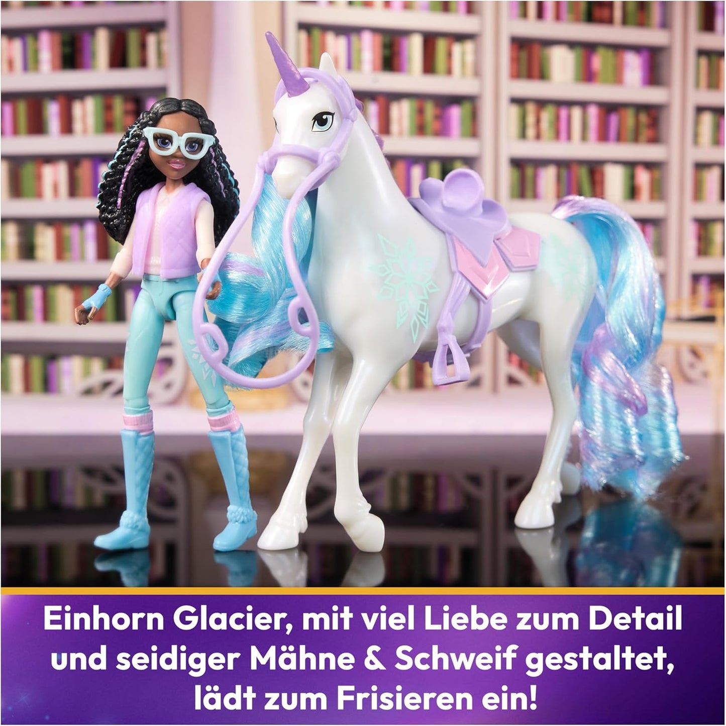 Einhorn-Spielset Layla & Glacier (12 cm, Rollenspiel), Layla und Einhorn Glacier