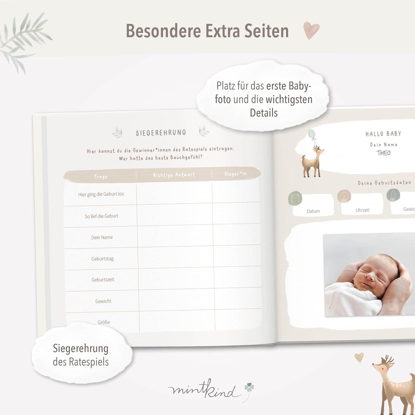 Gästebuch meine Babyparty, Babyparty Beige