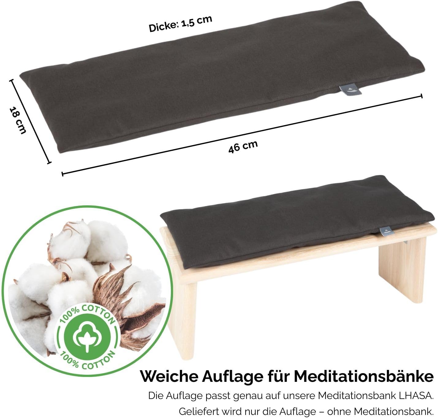 Sitzauflage für Meditationsbank, Auflage Anthrazit