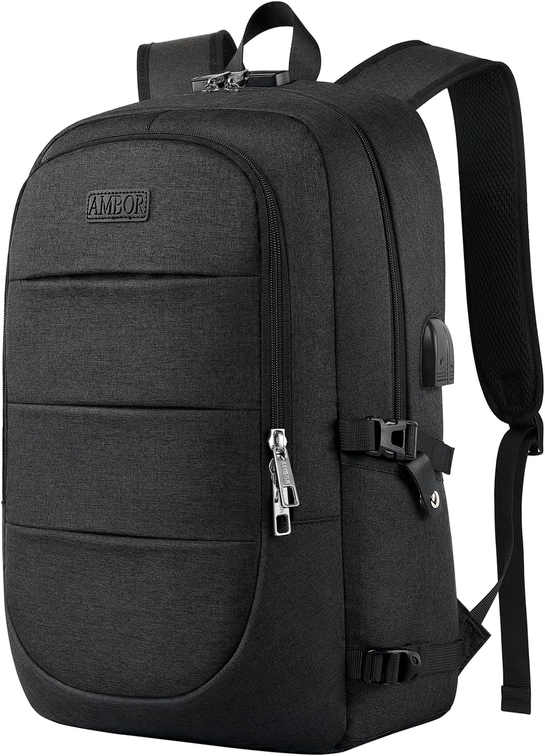 Laptop-Rucksack mit USB, 17.3 inch Schwarz