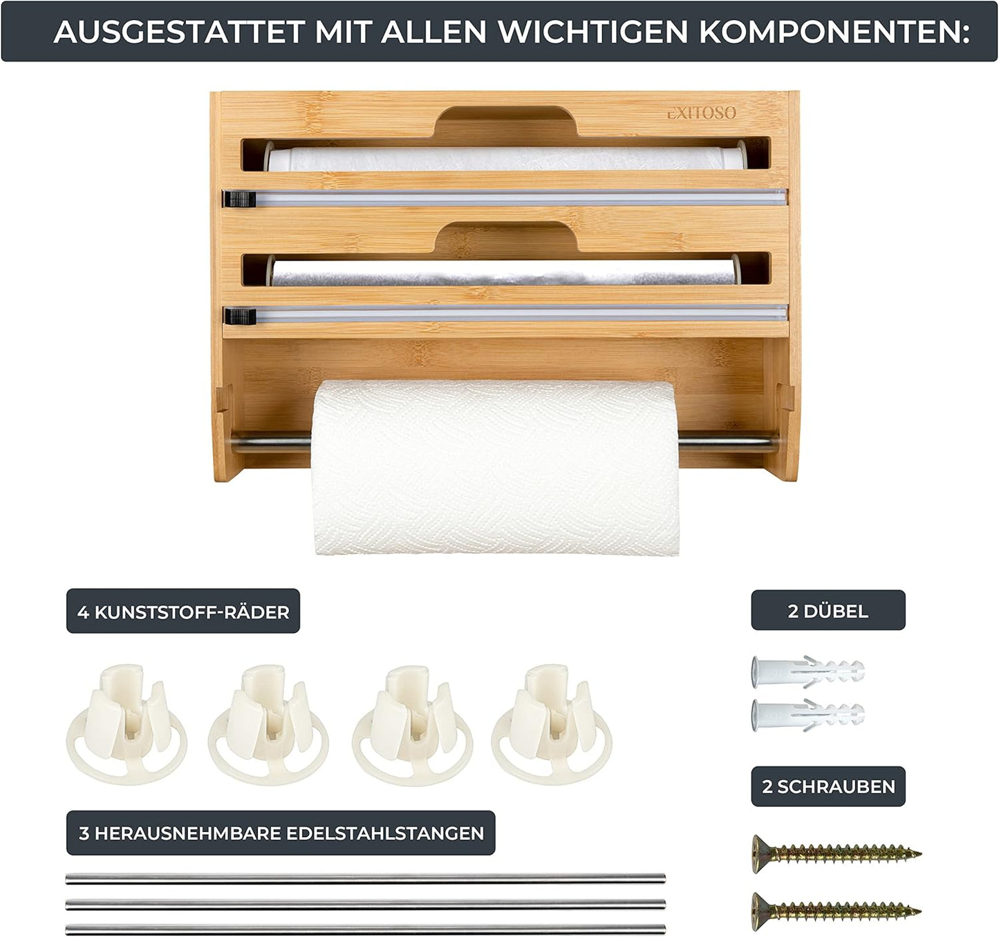 3-in-1 Folienschneider & Küchenrollenhalter, Beige